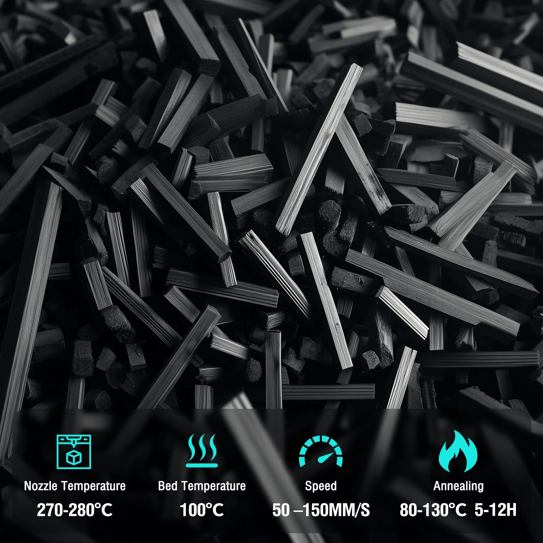 SUNLU PA6-CF Filamento 3D 1.75 mm 1KG, 209°C, 80% Nylon PA 20% Fibra di Carbonio, Resistente al Calore