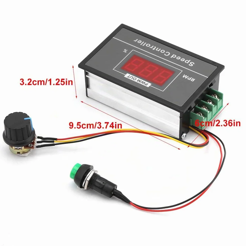 Regolatore di Velocità Regolabile DC con Display Digitale, Controllo Velocità Motore PWM con Interruttore DC 6V-60V