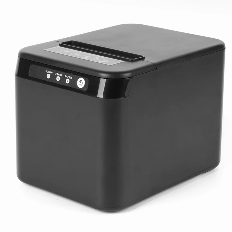 Bisofice Stampante termica da 80 mm, supporta ESC/POS, stampante per ricevute, stampante POS per il taglio automatico, nero (200 mm/s, USB + porta Ethernet)