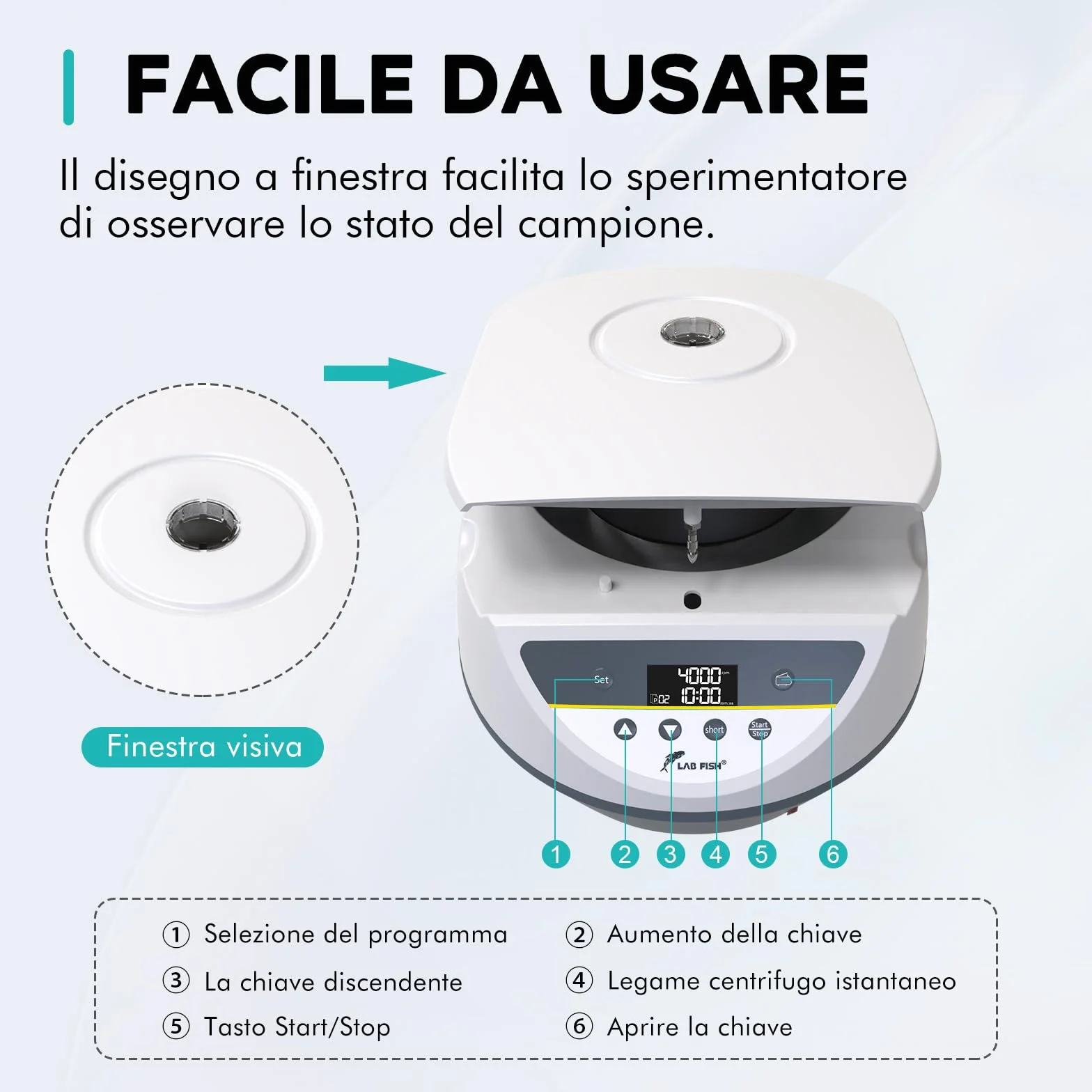 LABFISH PRP Centrifughe da Laboratorio Capacità 8x2/5/10/15ml Tubi per centrifuga, controllo a bassa velocità 500-5000r/min, Max 3074xg RCF, gamma di timer per medico/sangue/siero/plasma