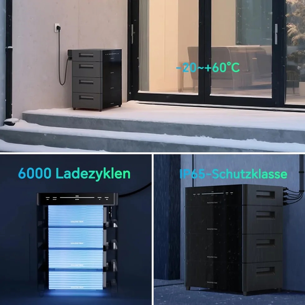 Marstek Venus D 5120 Wh Impianto solare da balcone batteria espandibile micro-inverter 4 MPPT 4 kW FV uscita 2,2 kW espandibile 15,36 kWh 6000 cicli IP65 Plug&Play