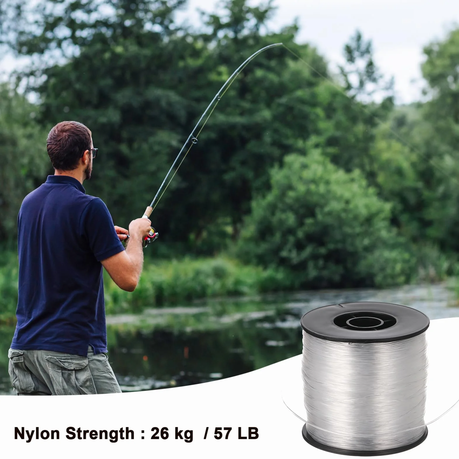 VILLCASE 200 m di filo di nylon trasparente, antistrappo, con 60 passanti per crimpatura in alluminio, 0,8 mm, corda trasparente da appendere, per fai da te, pesca, artigianato, gioielli, da appendere