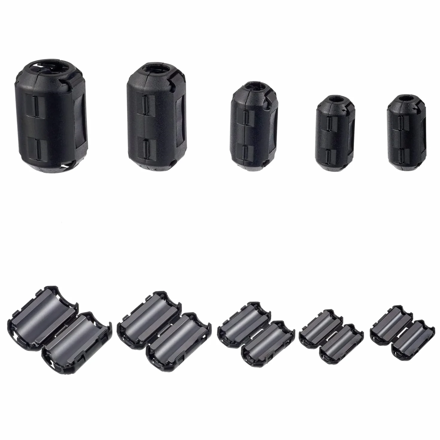 5 Valori 28 Pezzi Clip-on Nero Anello di Ferrite Nucleo RFI EMI Silenziatore del Rumore Clip per Cavo da 3.5mm 5mm 7mm 9mm 13mm di Diametro
