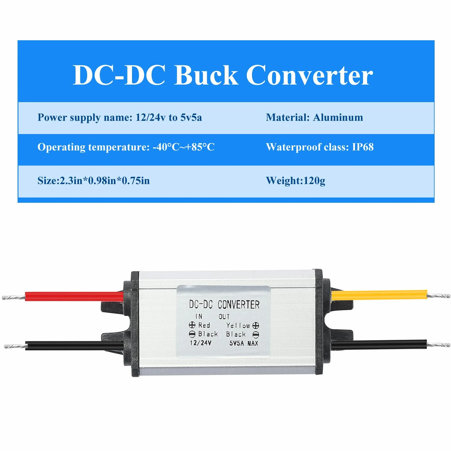 Step Down DC DC Converter Buck 12V/24V to 5V 5A 25W