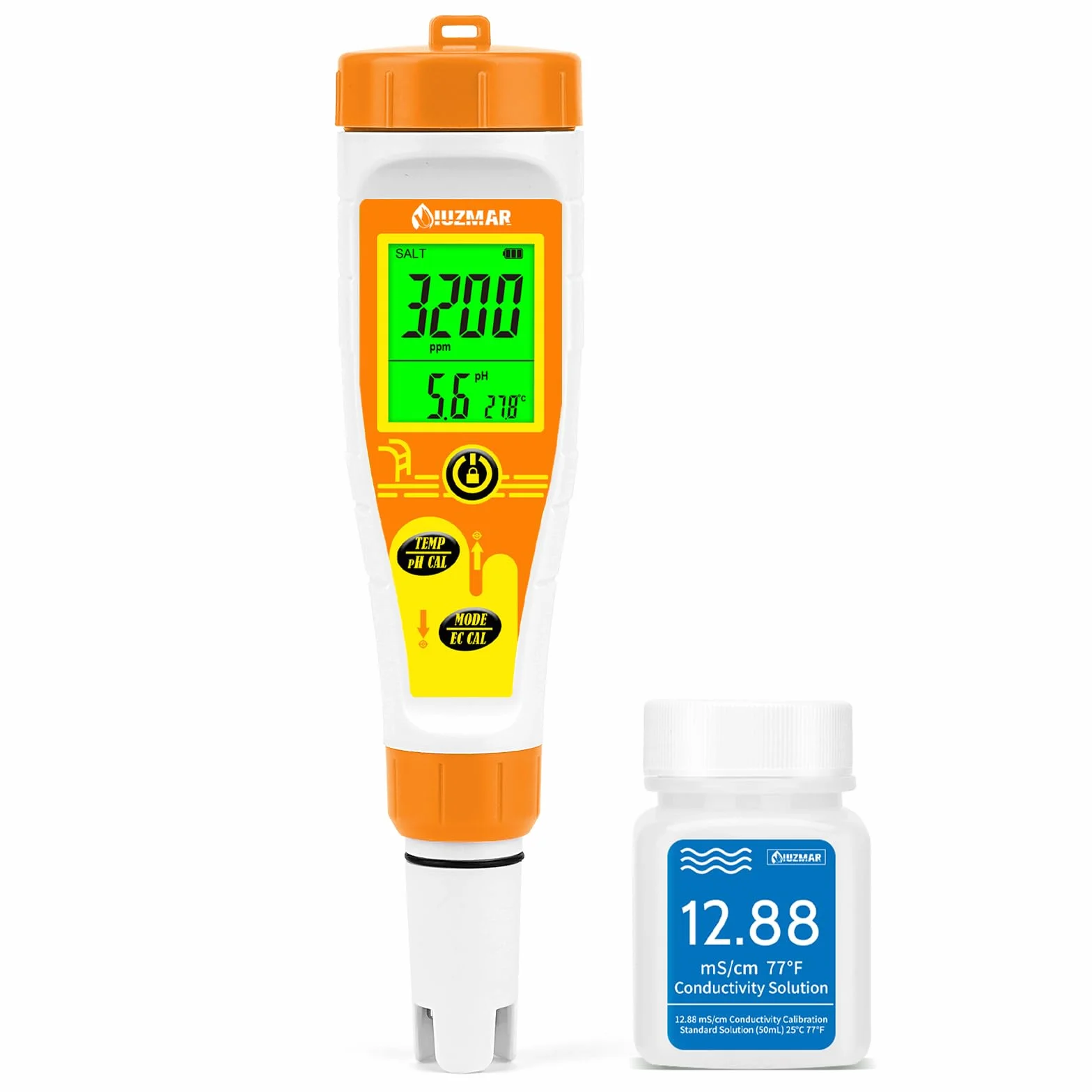UIUZMAR Misuratore Salinità e pH Acqua, Misuratore pH Sale per Piscina, Misuratore Salinita pH EC TDS Temp 5 in 1 per Acquario Marino, Piscina Salata, Acqua Potabile, Idroponica