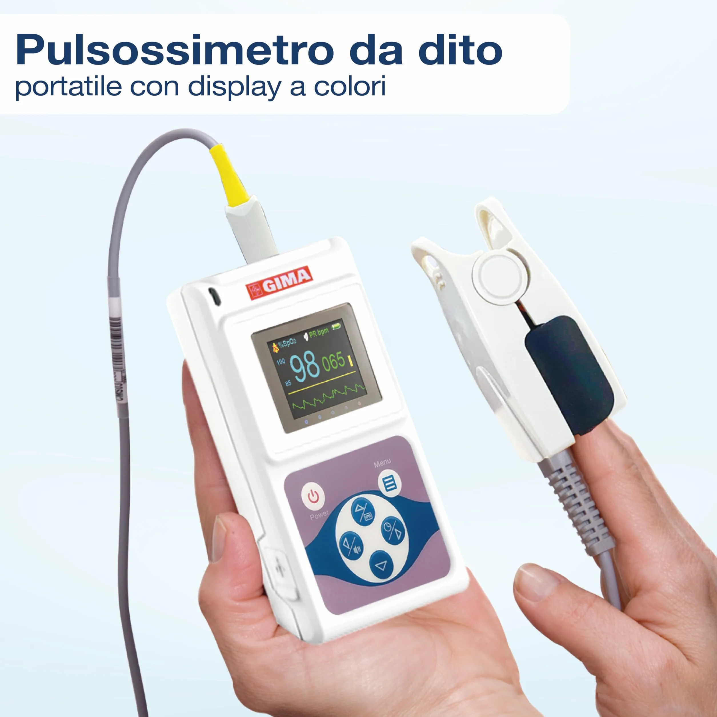 GIMA - Pulsossimetro da dito portatile con display a colori e monitoraggio continuo, con software, 35100