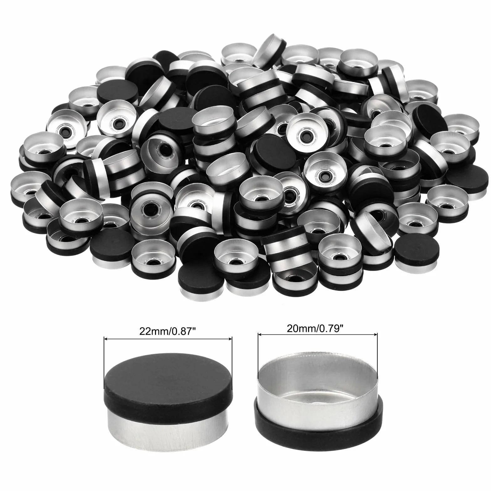 PATIKIL 20mm Tappi A Strappo 200 Pezzi Sigilli Per Fiale Plastica Alluminio Nero