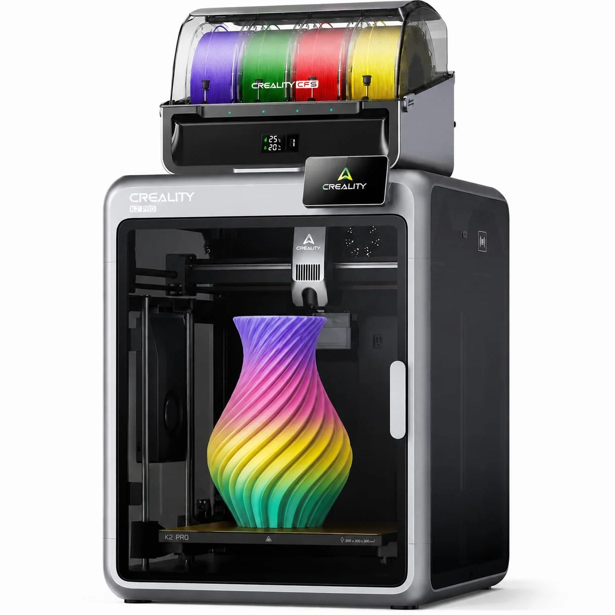 Creality K2 Pro Combo stampante 3D, stampa multicolore con CFS fino a 16 colori, 600 mm/s ad alta velocità, doppie telecamere AI, riscaldamento attivo della camera, estrusore diretto, volume di