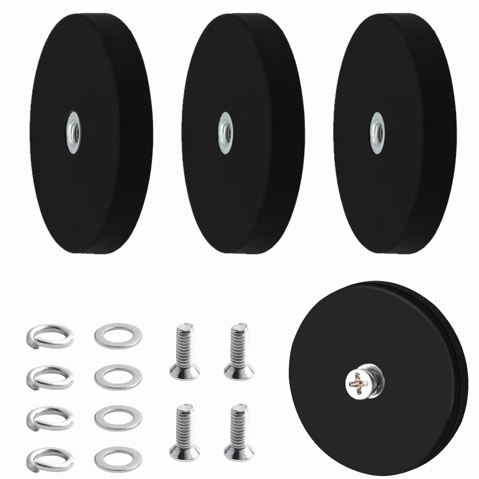 Piedini magnetici M6 17 kg filettatura 66 mm magneti gommati estrazione potente