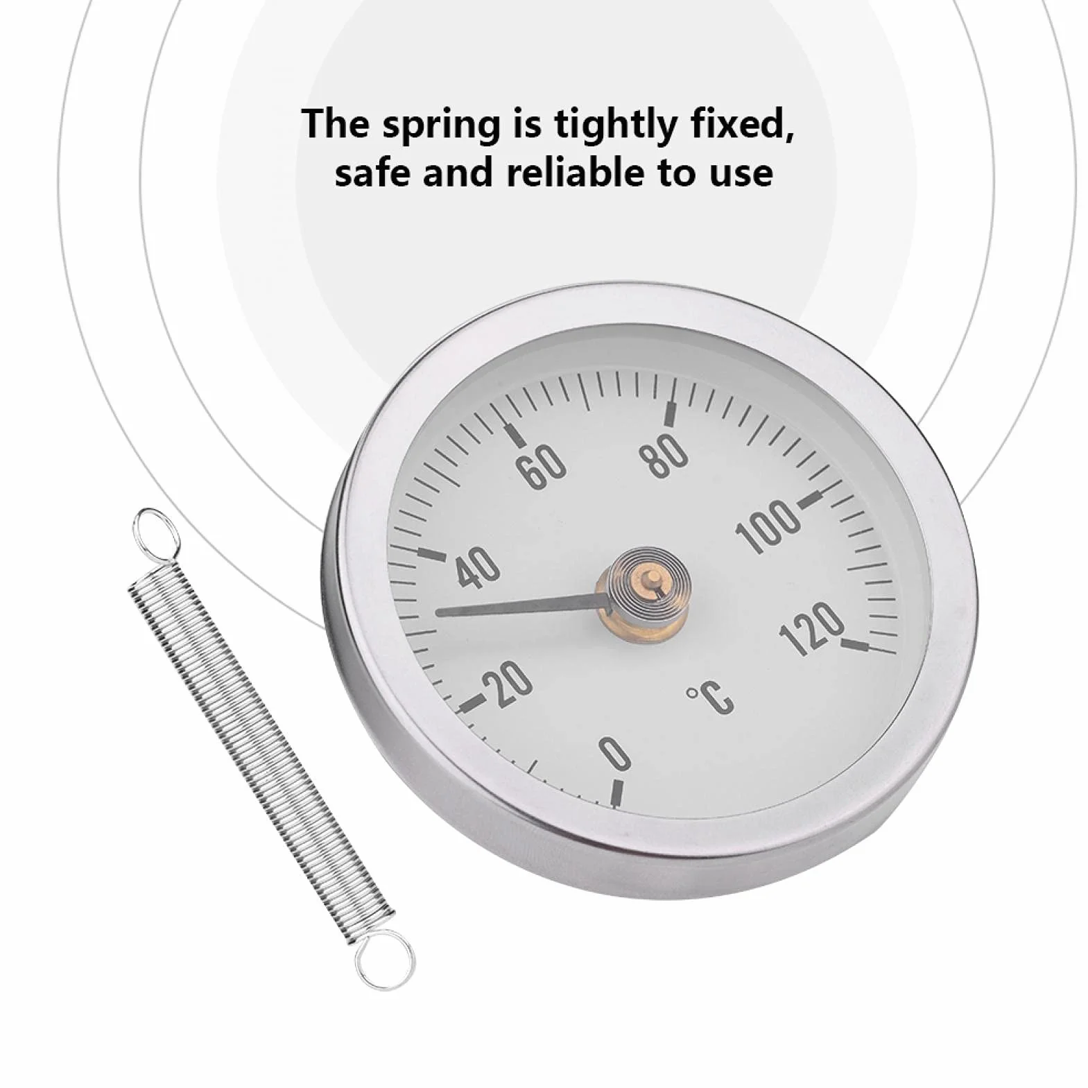 Termometro a Molla Bimetallico da 63 Mm, Superficie del Tubo, IP55, Impermeabile, Antipolvere, a Clip, Sul Termometro, Misuratore di Temperatura per la Misurazione della Temperatura di Tubi Dell'acqua