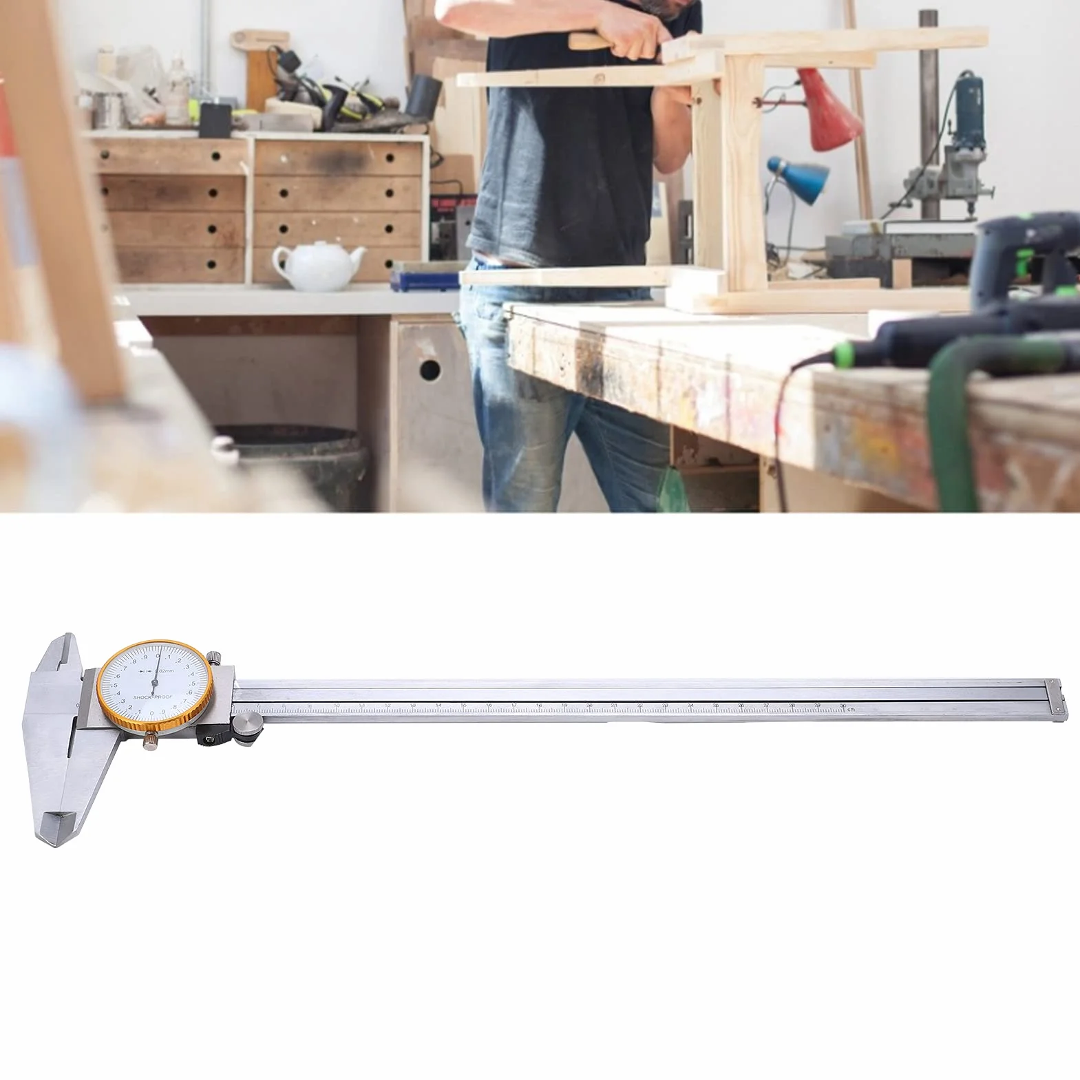 Calibro a corsoio da 0 a 300 mm Quadrante trasparente Righello di misurazione portatile in acciaio 002 mm Per la lavorazione dei metalli Lavorazione del legno Misurazione