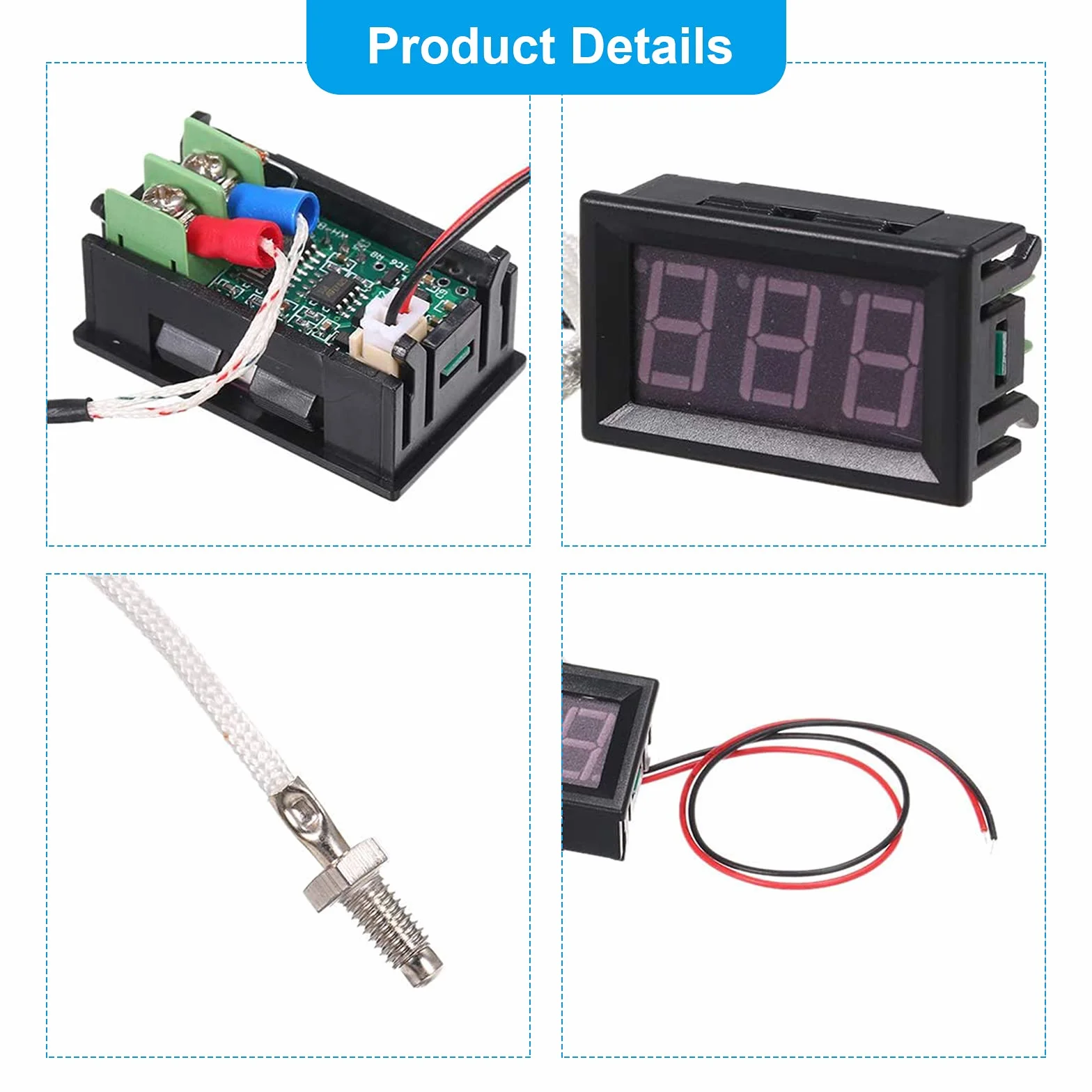 RUIZHI XH-B310 Termometro Digitale Industriale 12 V -30~800 °C K-Type M6 Termocoppia Tester