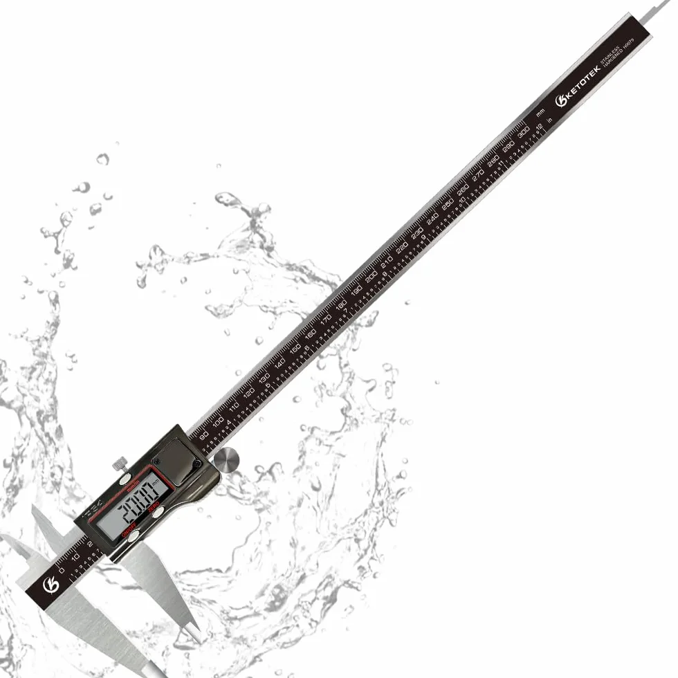 KETOTEK Calibro Digitale da 300 mm, Calibro a Corsoio Digitale in Acciaio Inox, Professionale Impermeabile IP54, Micrometro Elettronico con Schermo LCD, Conversione Pollici/Millimetri 12 Pollici