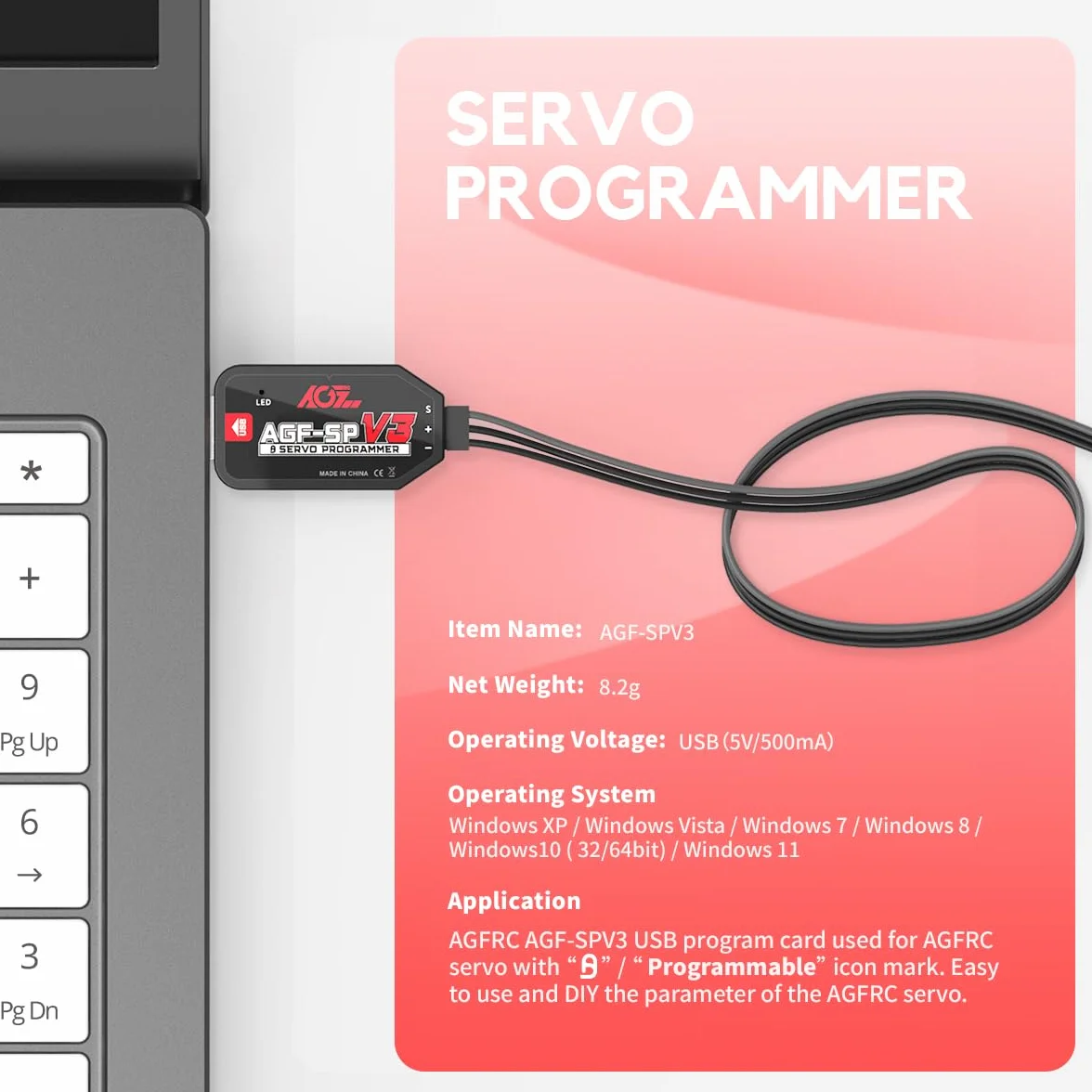 AGFRC Scheda del programmatore del servo di USB per i servi di AGFRC con programmabile marcato (AGF-SPV3)