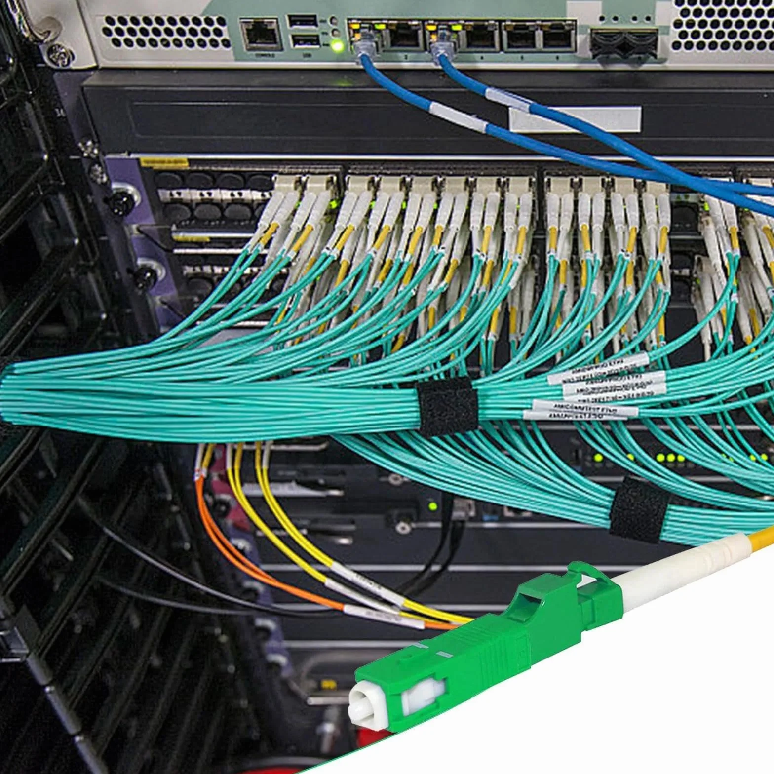 Connettore Fibra Ottica, 2 Pezzi Adattatore da SC Maschio a Flangia Ibrida LC Femmina, Verde Accoppiatore Ottico, Nucleo in Ceramica, per Cavi Ottici e Pannelli di Permutazione