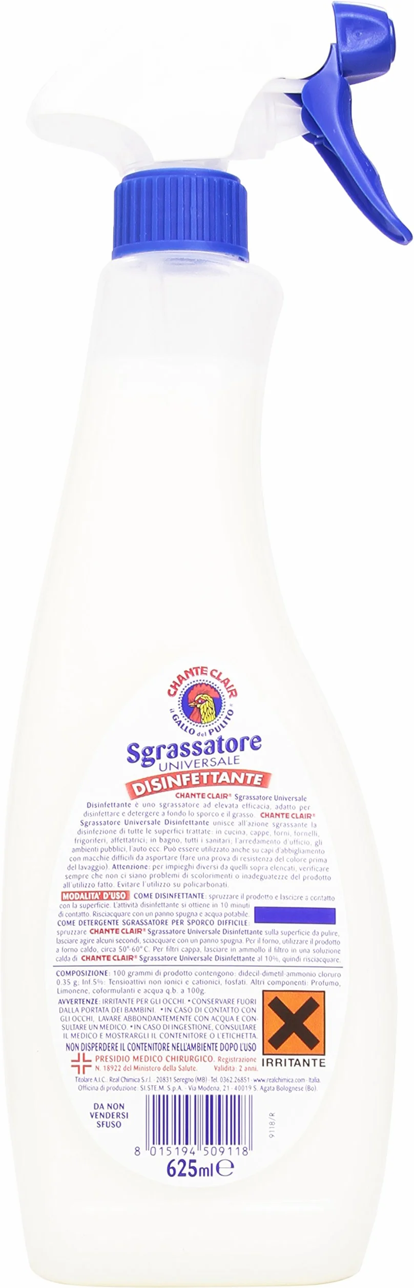 ChanteClair - Sgrassatore Universale, Disinfettante - 625 ml - [confezione da 12]