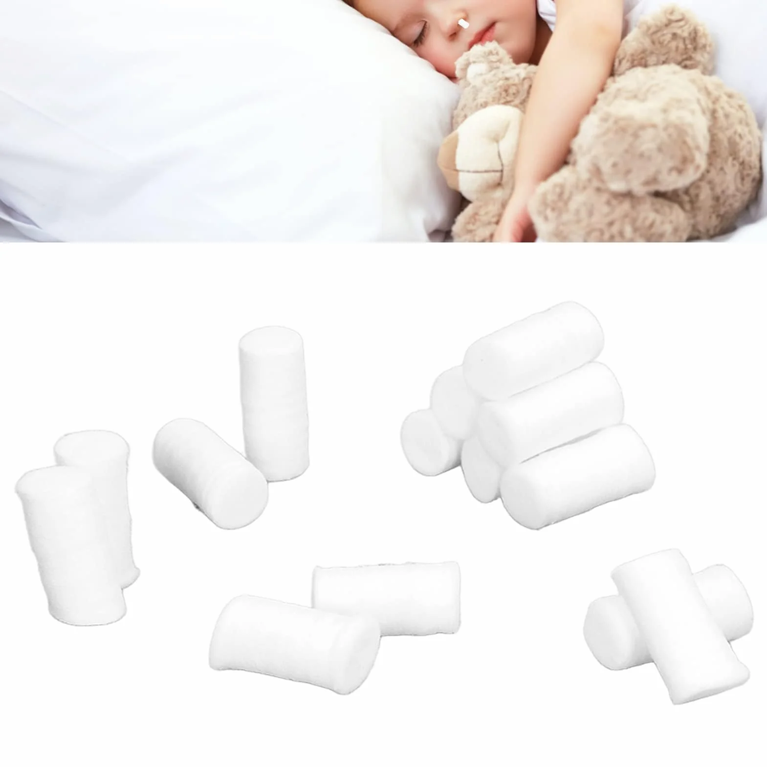 Tappi Nasali Emostatici per Bambini 5 Confezioni, Rotoli di Cotone Dentali Tampone Emostatico per Bocca e Naso(L)