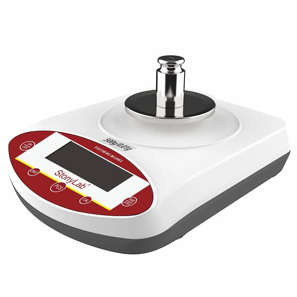 stonylab Bilancia Analitica Elettronica, 500 g x 0,01 g Bilancia da Laboratorio Bilancia Analitica di Precisione Bilancia Elettronica per Gioielli con Scudo e Display LCD, 220V