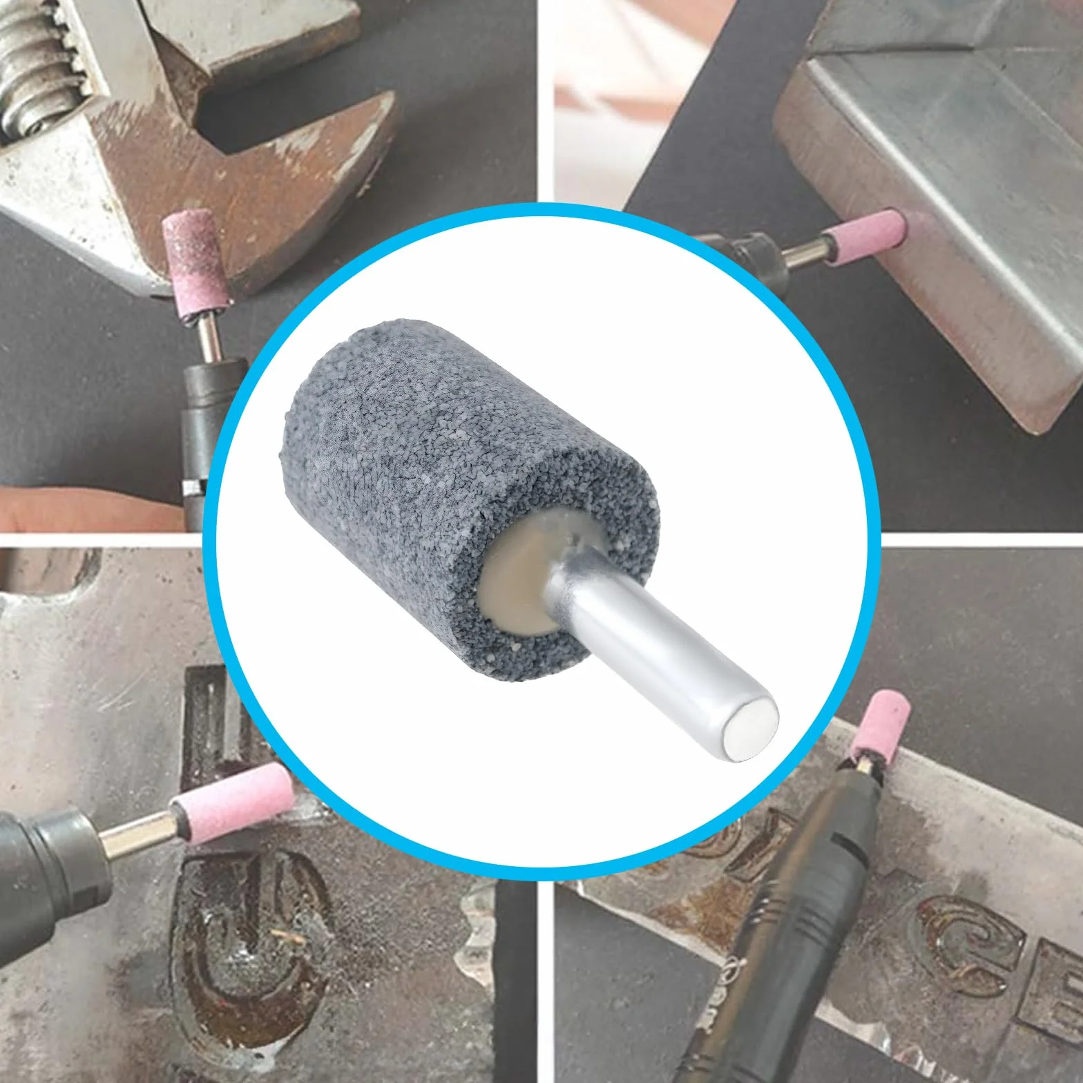 10 Pezzi Di Pietre Abrasive Cilindriche Da 6 Mm Montate Su Una Punta Da Trapano Per Lucidatura 6x20x26 Mm