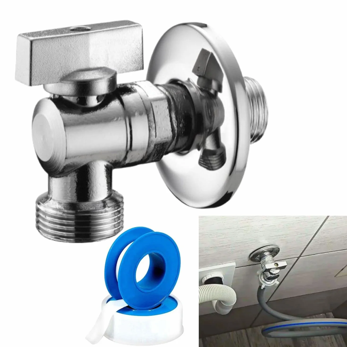 Rubinetto Lavatrice Parpyon® Sifone scarico Lavasciuga doppio Curvetta Raccordo 2 Vie