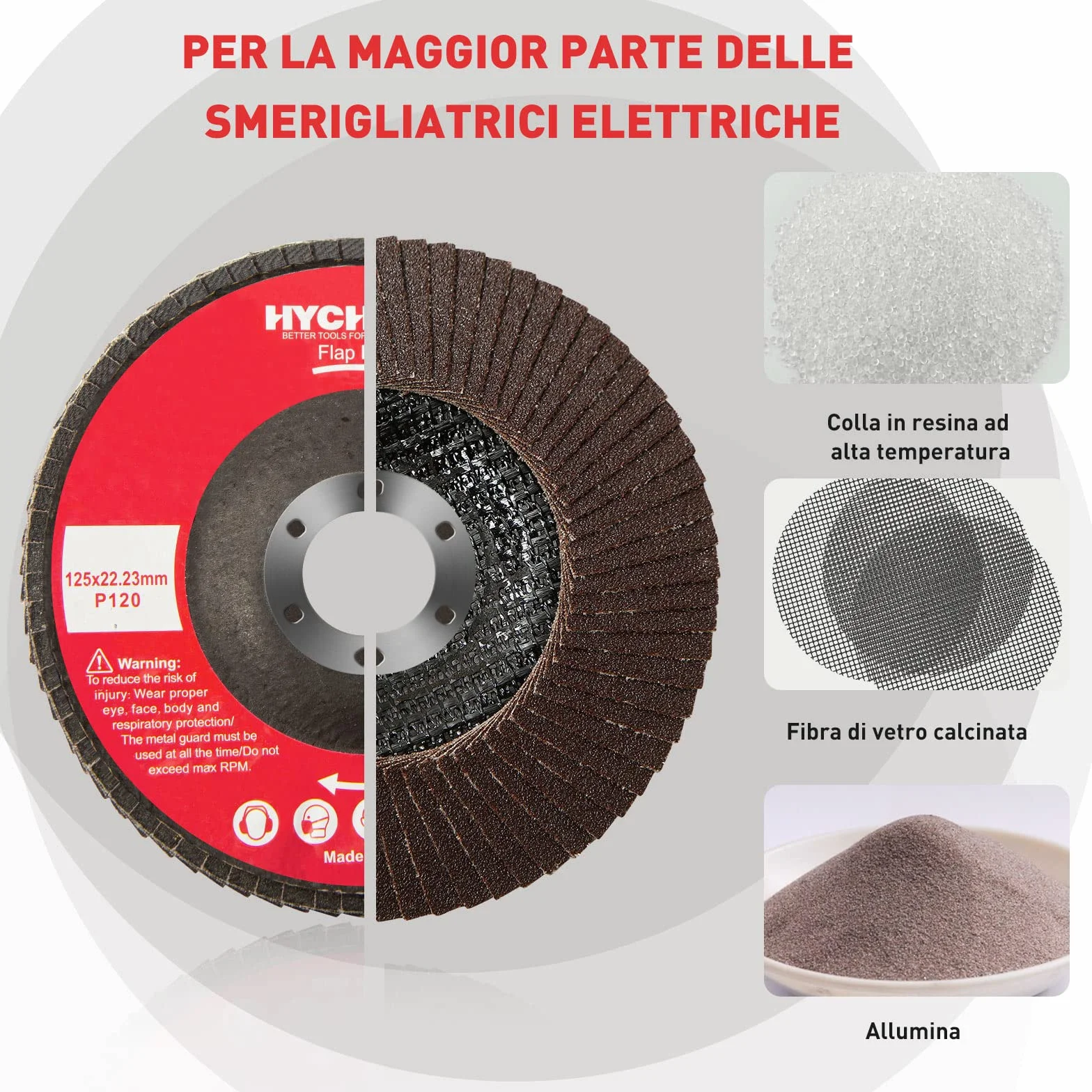 HYCHIKA Disco Lamellare 125mm, 10PC Dischi Lamellari Abrasivi Lamellari, Grana 120, Adatto per Acciaio Inossidabile Metallo e Legno per Smerigliatrice Angolare