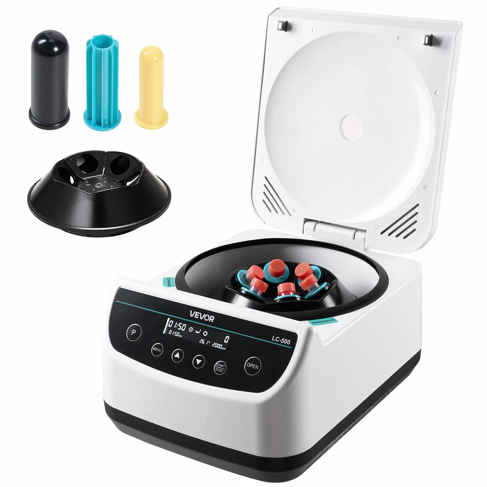 VEVOR Centrifuga da Laboratorio Elettrica 100-2100 xg RCF con Rotore per Provette da 2/5/10/15/50 ml, Velocità Regolabile da 500 a 4000 Giri/min, Bassa Rumorosità per Esperimenti di Laboratorio