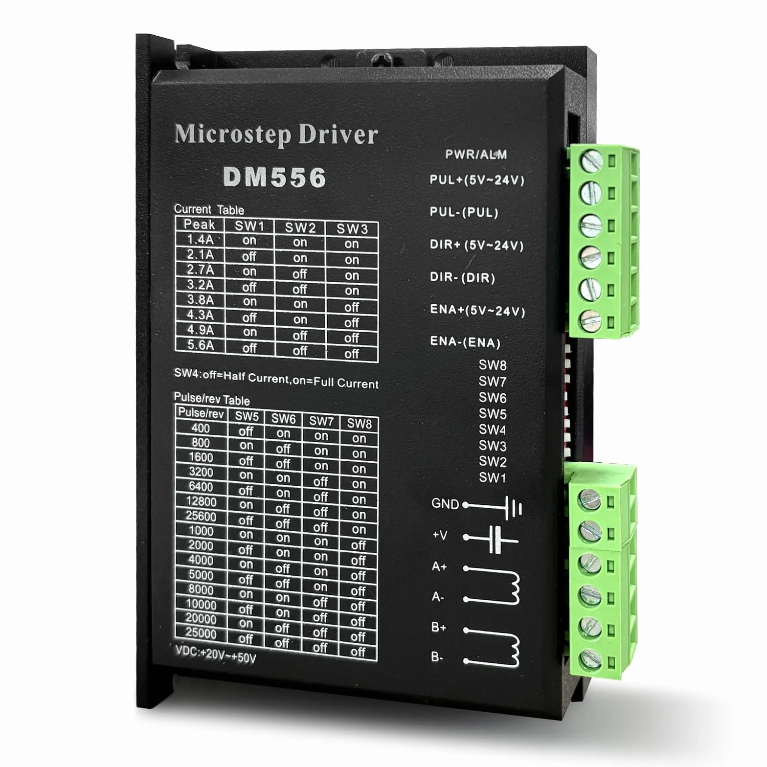 DM556 CNC Stepper Motor Driver Stepper Driver 2-Phase 1.8~5.6A 20-50V DC per Nema 17/23/42,128 Micro-Step Risoluzioni
