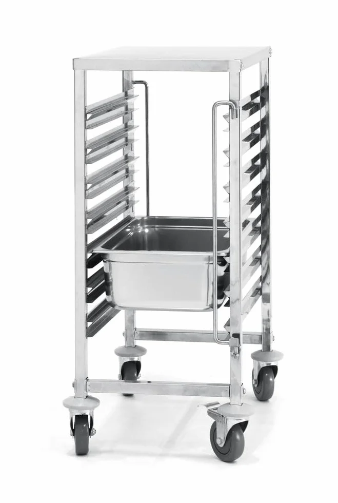 HENDI Carrello portateglie con piano di lavoro, 7 x GN 1/1, portata massima 70 kg, 445x615x(H)945mm, acciaio inox