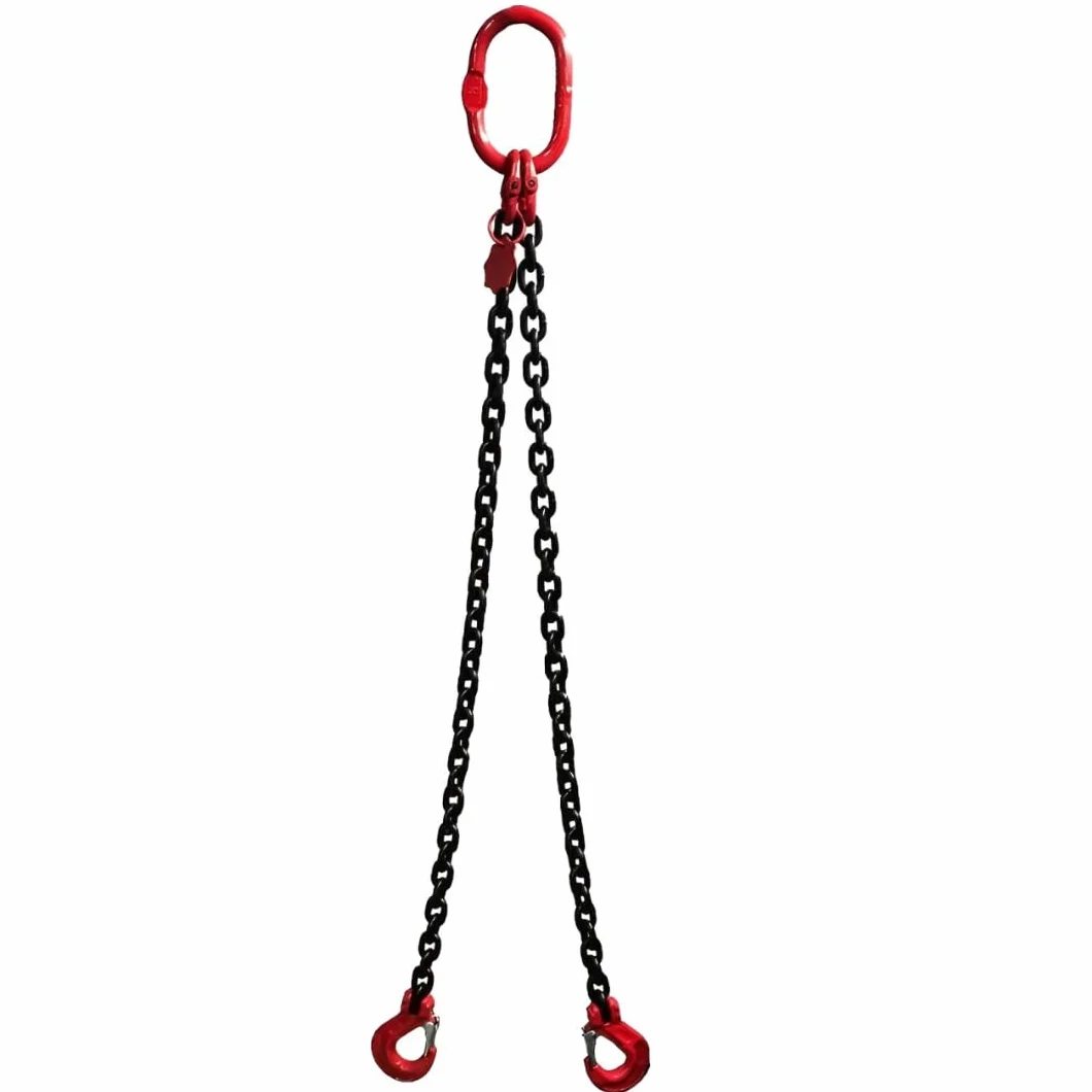 Catena di sollevamento SHT a 2 rami/Braca a catena grado 8 | Diametro catena: 8mm | Senza ganci accorciatori | Portata: 2800kg (0–45°) & 2000kg (45–60°) | Lunghezza utile: 3m