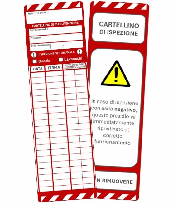 10 cartellini ispezione per docce e lavaocchi Safemax, Per ispezioni periodiche