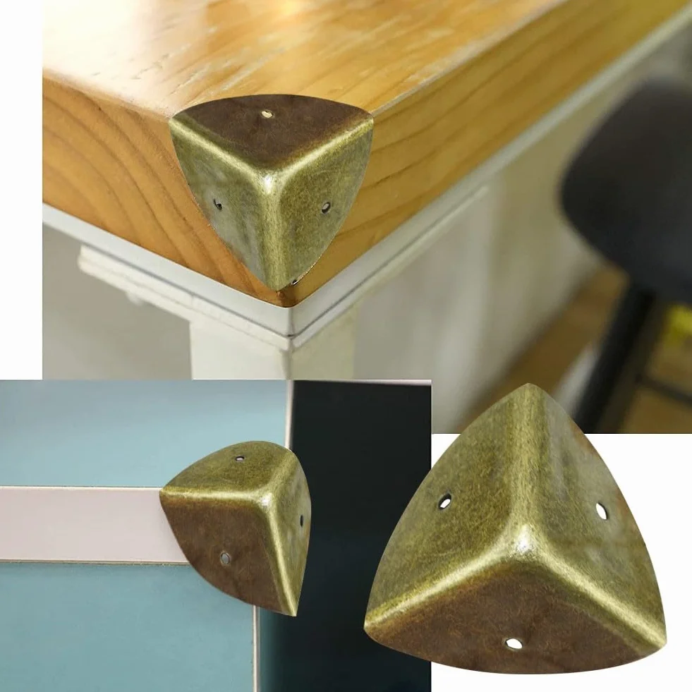 Protezioni angolari in metallo, 4 pezzi, 40 mm, protezioni angolari in metallo ad angolo retto, per valigie in legno, baule da viaggio