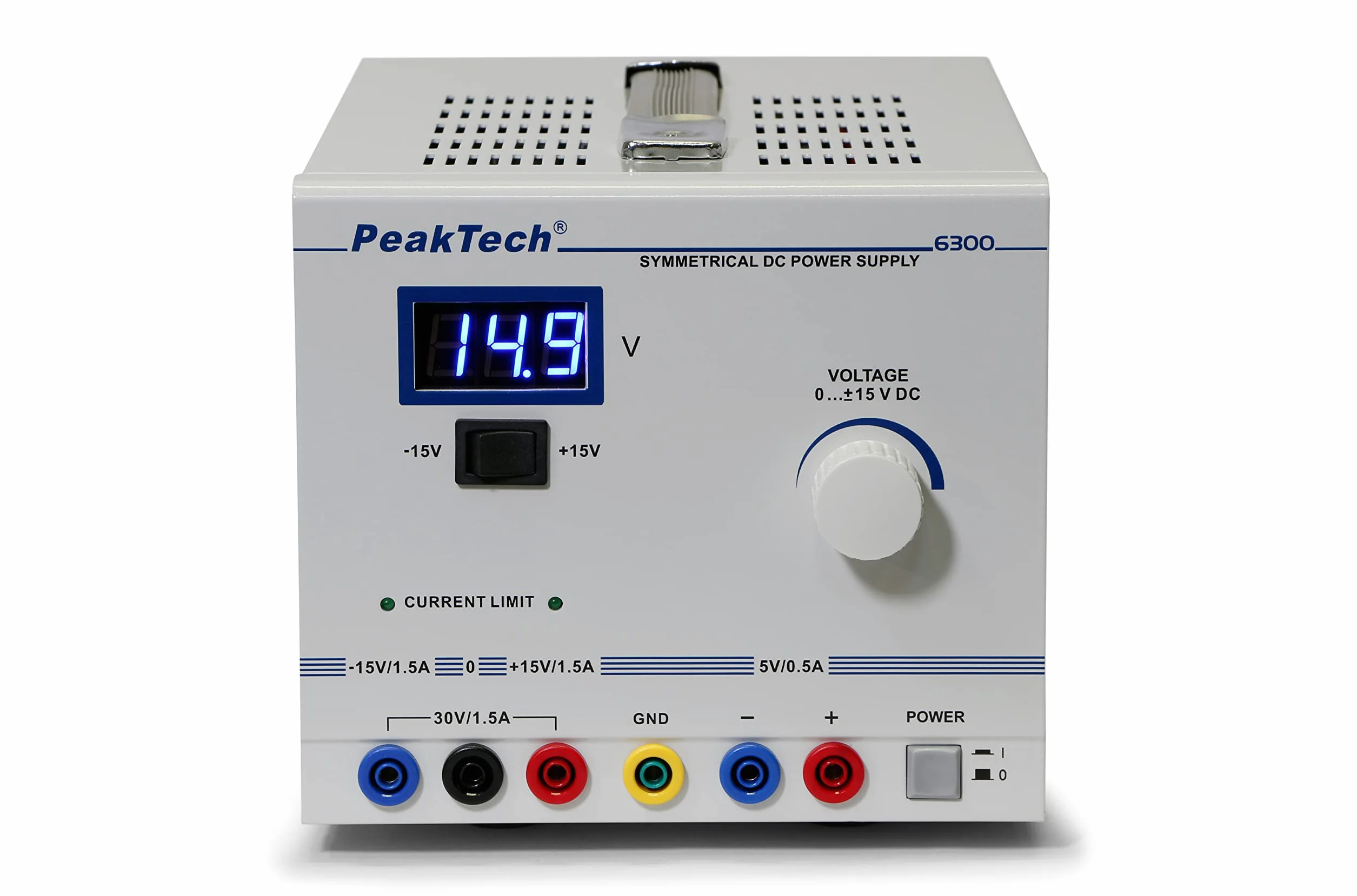 PeakTech 6300 Alimentatore lineare DC da laboratorio, bilanciato, 0 ... +/- 15 V / 1,5 A ~ max. 30 V CC