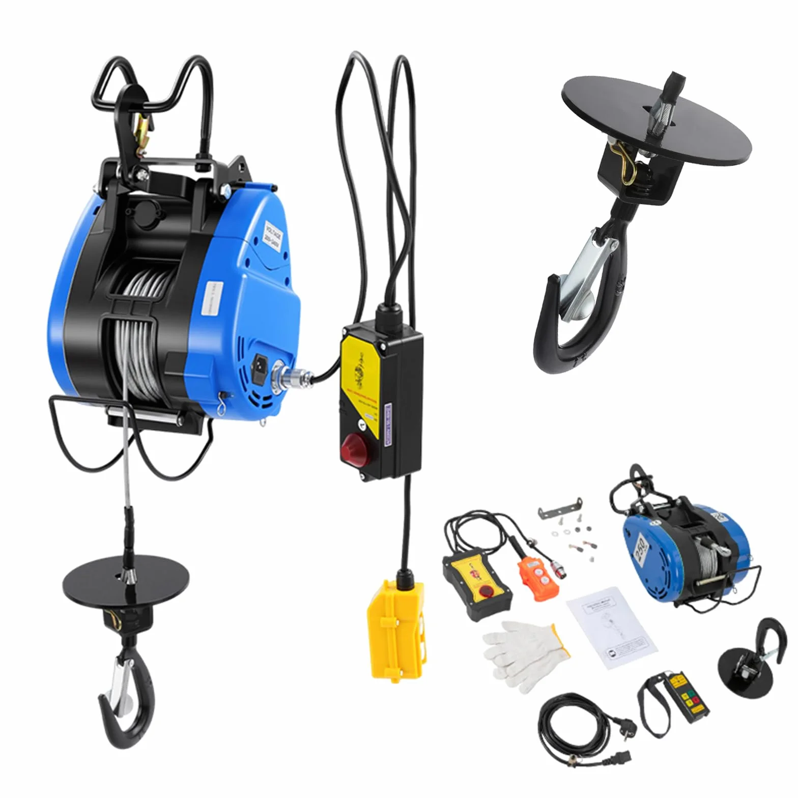 Paranco elettrico 1500 W, verricello elettrico, 30 m, 250 kg, per diversi dispositivi di sollevamento