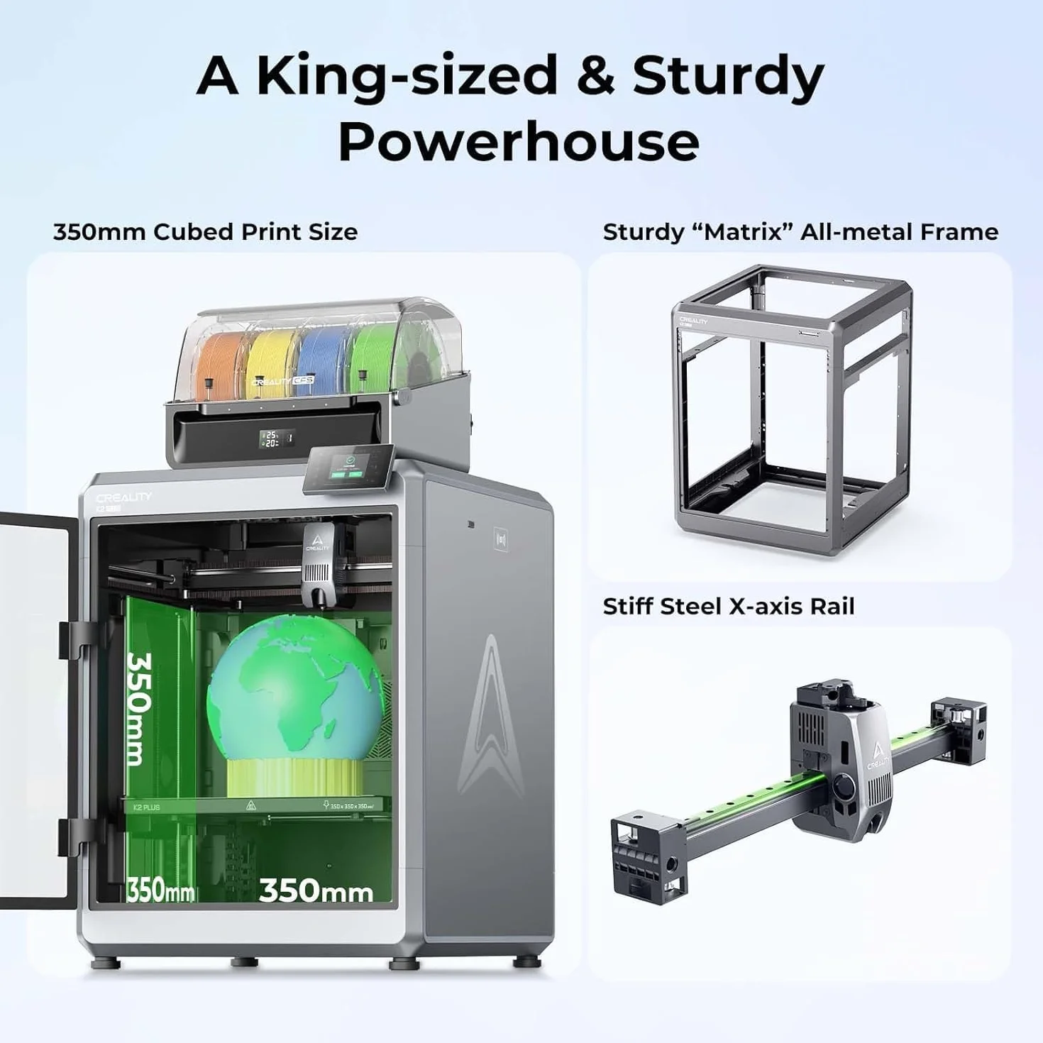 Creality K2 Plus Combo - Stampante 3D, stampa multicolore, 600 mm/s, stampa veloce, doppia fotocamera AI, livellamento auto, volume 350 ×