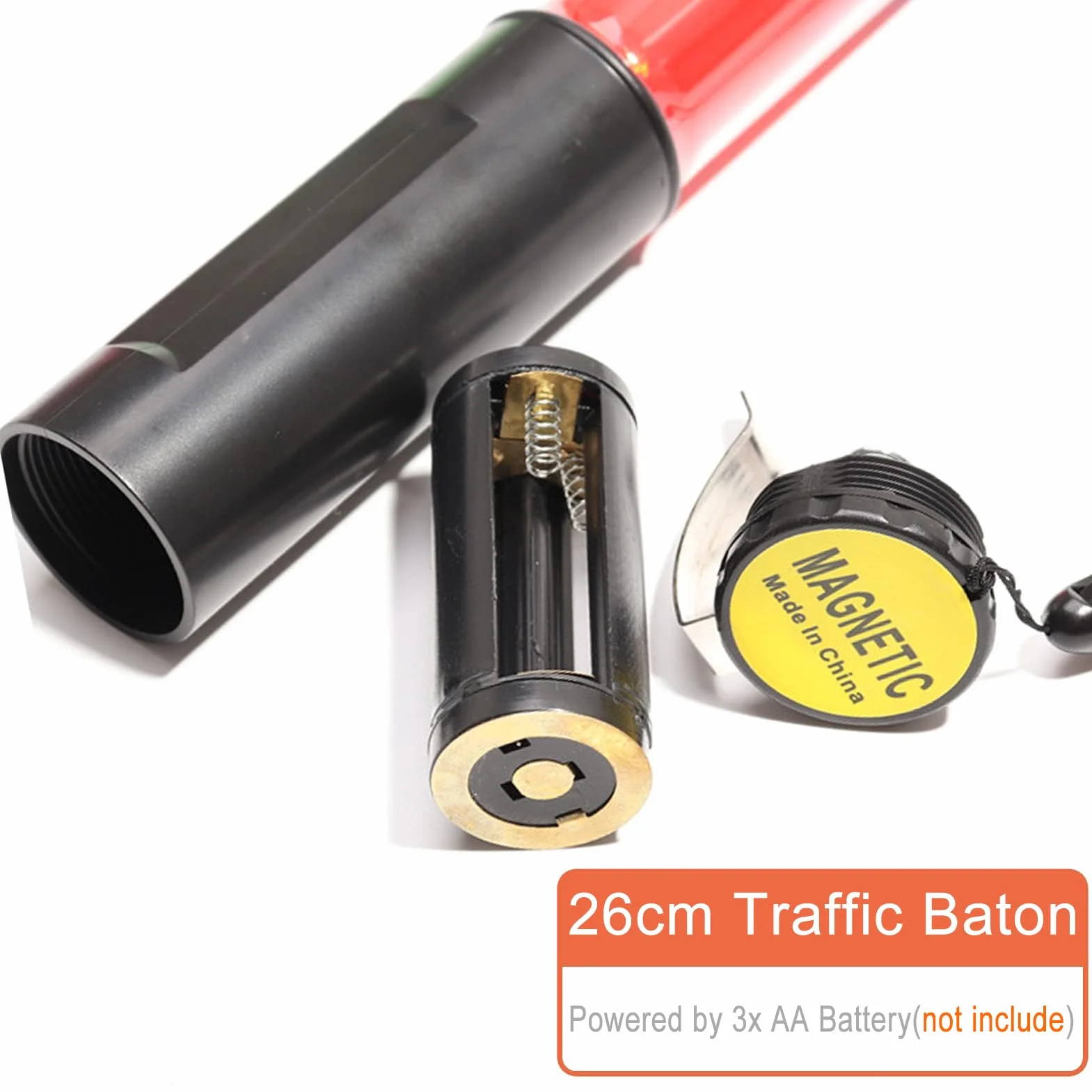 Bastone Led per Il Traffico, Bastone di Sicurezza Led da 26 cm Con Luce Lampeggiante di Segnalazione, Con Torcia + Base Magnetica, per Il Controllo Del Traffico E Le Aree Pubbliche (Rouge)