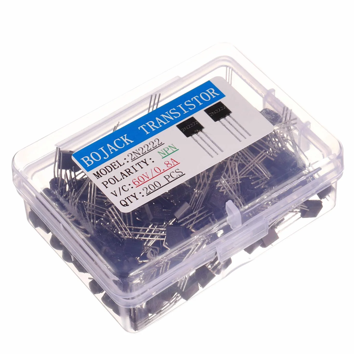 Transistor di potenza 2N2222 NPN, 60 V 0,8 A, 0,5 W 250 MHz, confezione da 200 pezzi