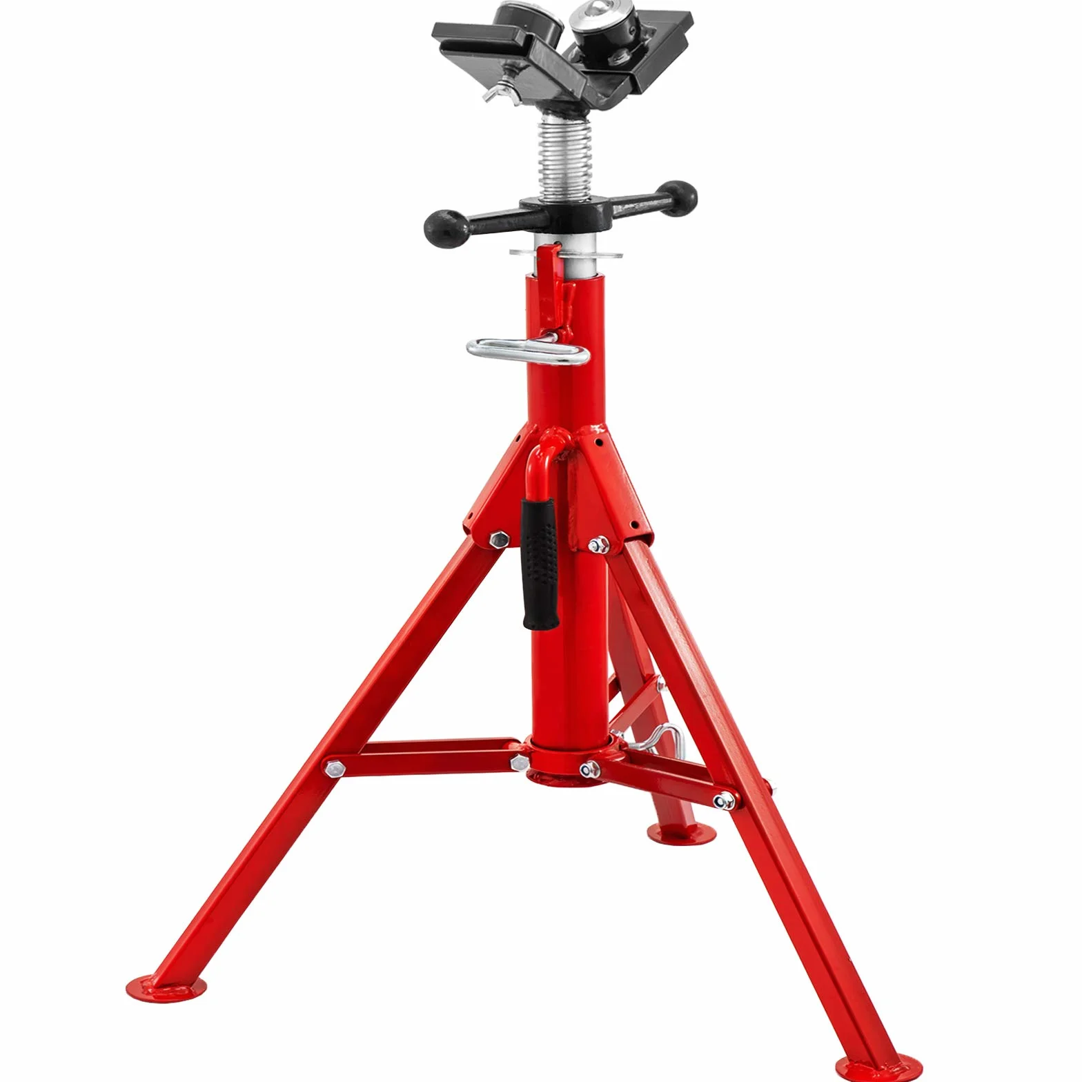 VEVOR Supporto per Tubi a V da 28"a 51,5" Tipo 1107A con 2 Sfere di Trasferimento e Piedini Pieghevoli 4500LB Altezza Regolabile da 28"a 51,5" Tipo 1107A