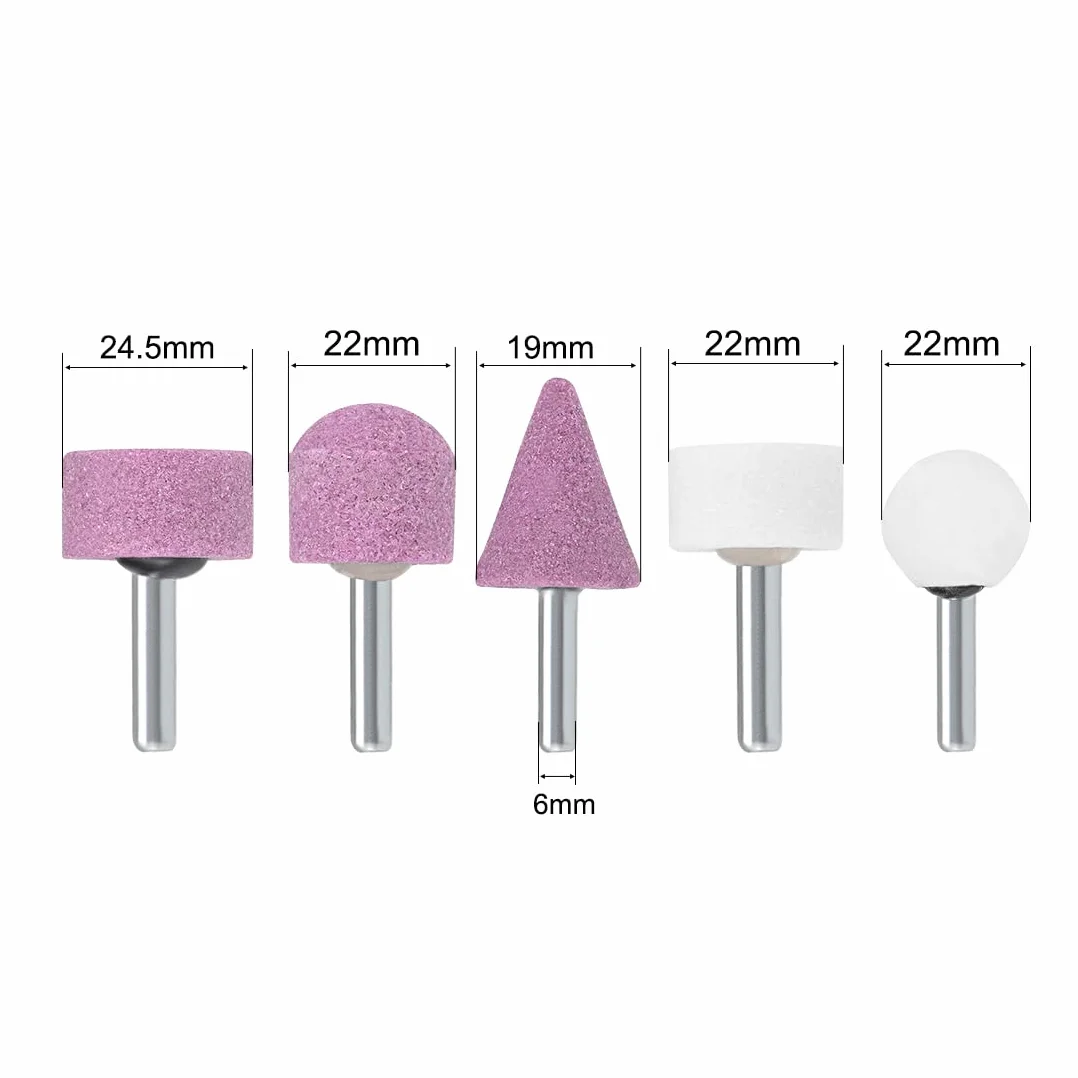sourcing map - Set di punte in pietra abrasiva, con testa di lucidatura da 1/4", 10 pezzi