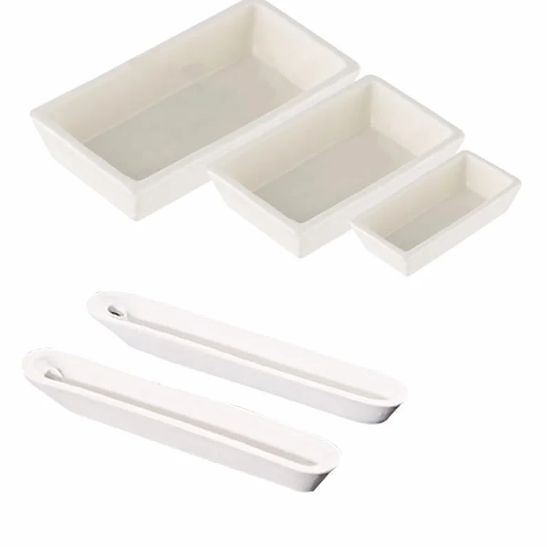 5 pezzi di crogioli in ceramica da laboratorio - portacampioni ad alta temperatura for forni a muffola tubolare(Square 120x60mm)