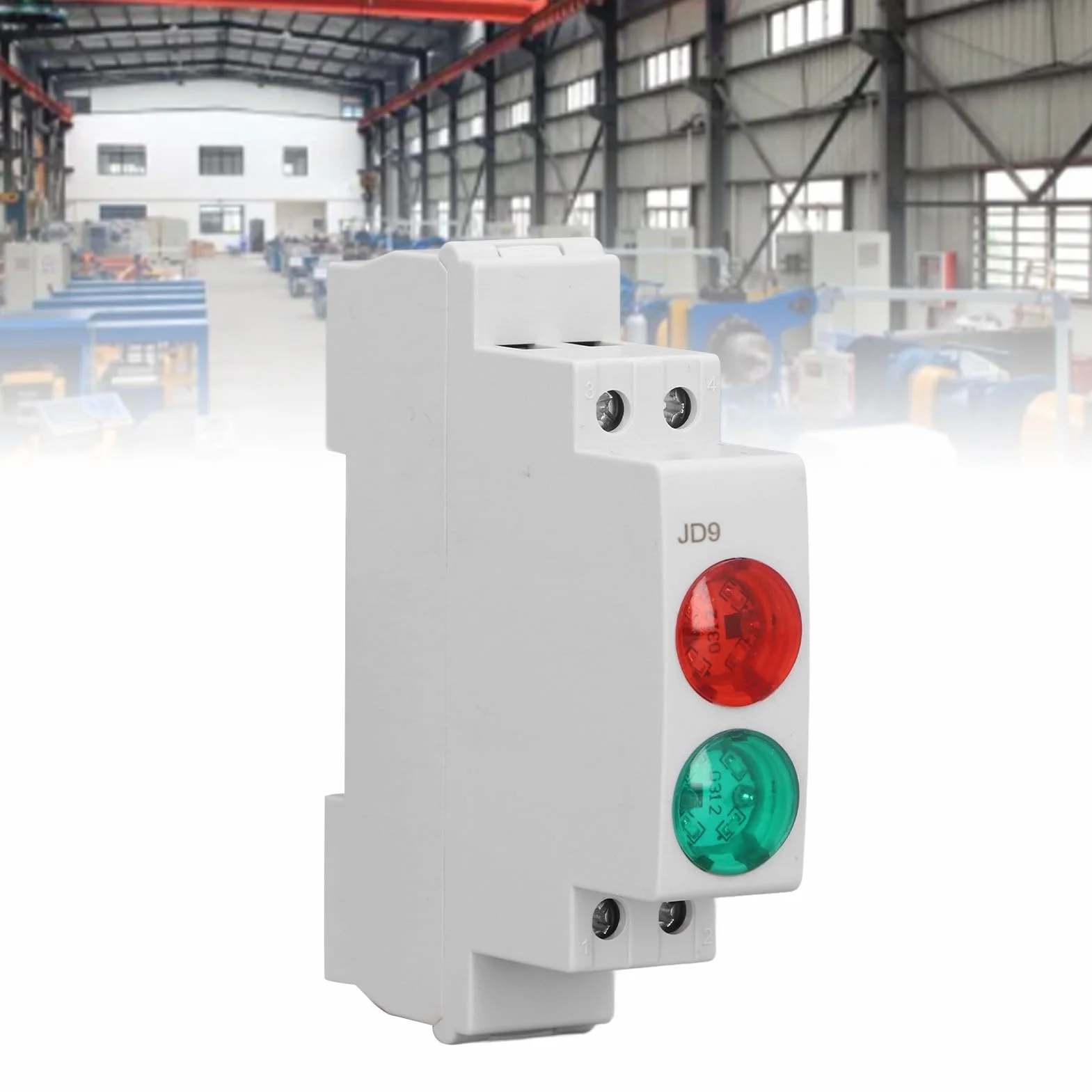 Lampada di Segnalazione LED 230V CA/CC Doppio Rosso Verde per Guida DIN, Montaggio su Guida