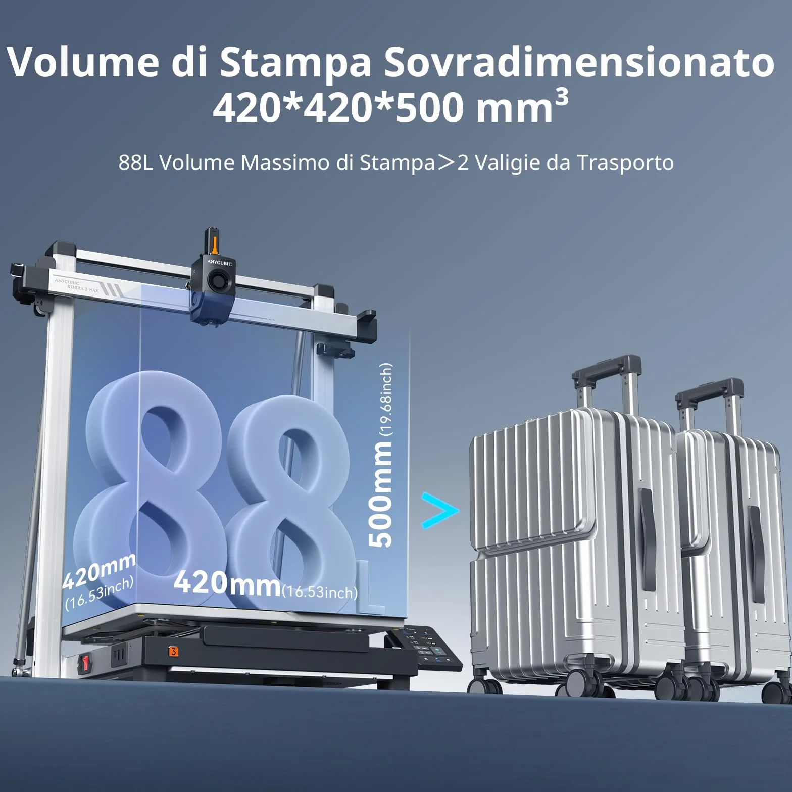 ANYCUBIC Kobra 3 Max Combo Stampante 3D, 420 * 420 * 500mm Mega-Scale Build Volume, Stunning 4 o 8 Colori di Stampa, Asciugatura e Stampa allo Stesso Tempo,Lavorare con tutti Principali Filamenti