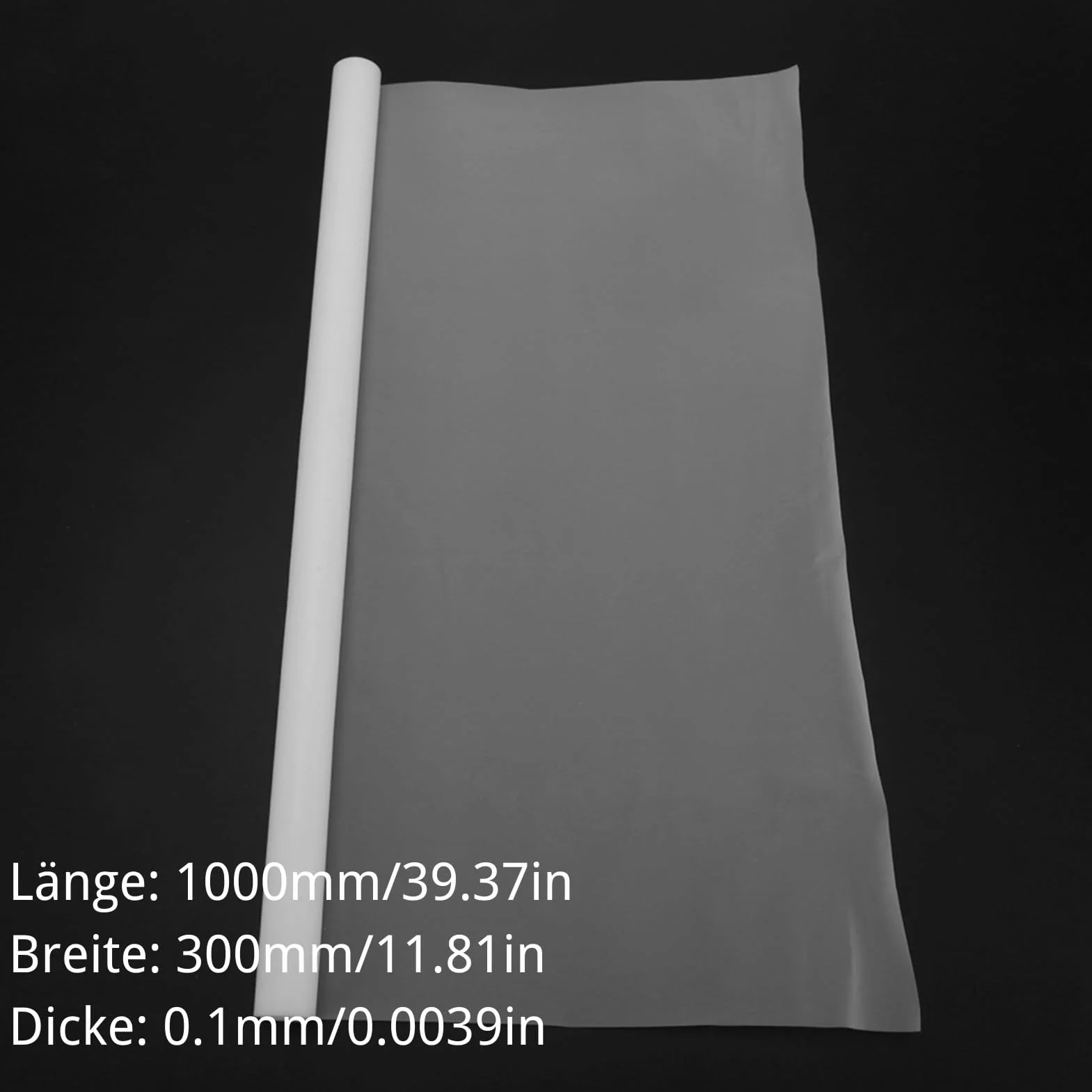 Walfront Teflon Foglio, Rotolo di Film PTFE per Trasferimento Calore, Pellicola PTFE 0.1mm × 300mm × 1000mm