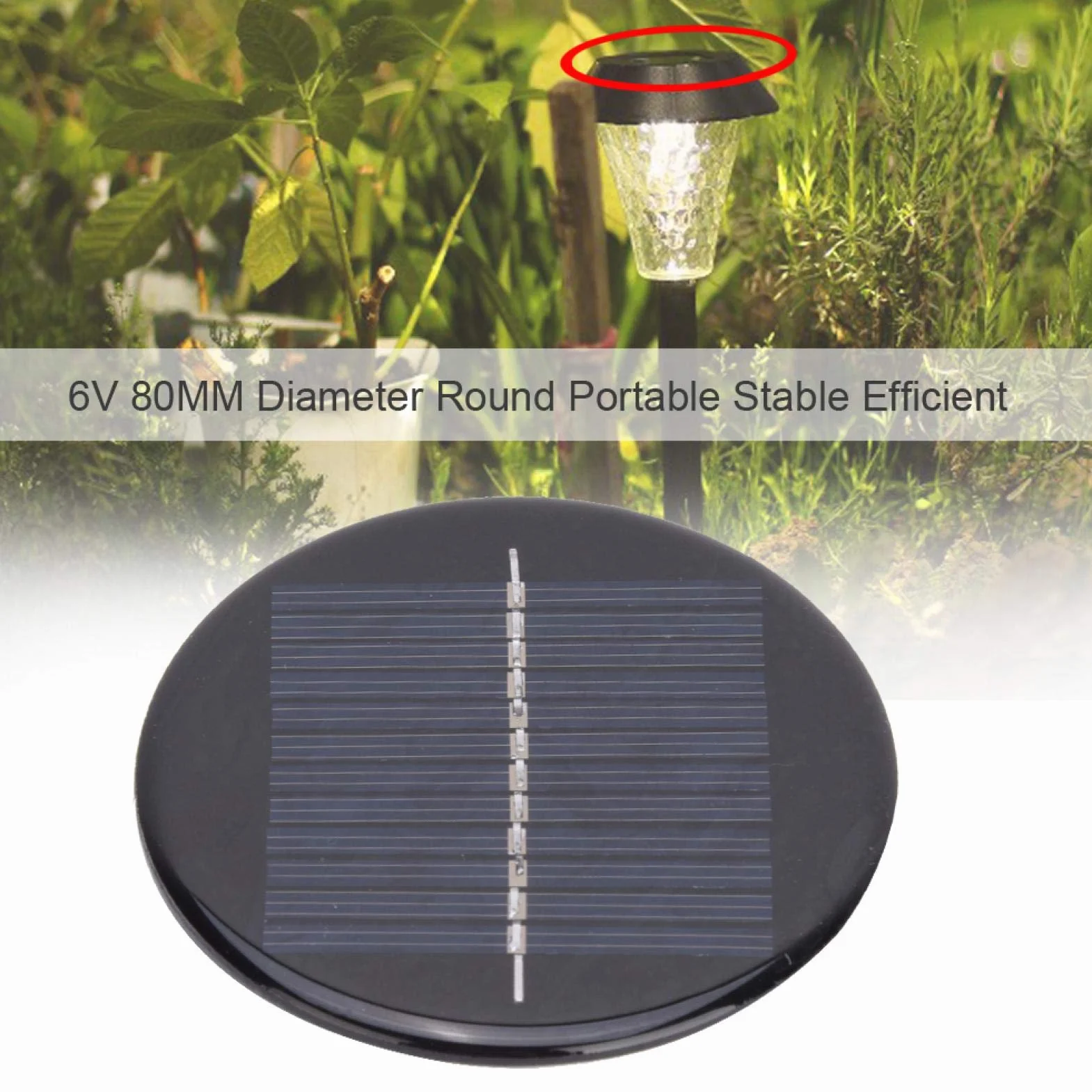 Modulo Pannello Solare Rotondo 6V 80mm 4 Pezzi, Ricambio per Luci da Giardino
