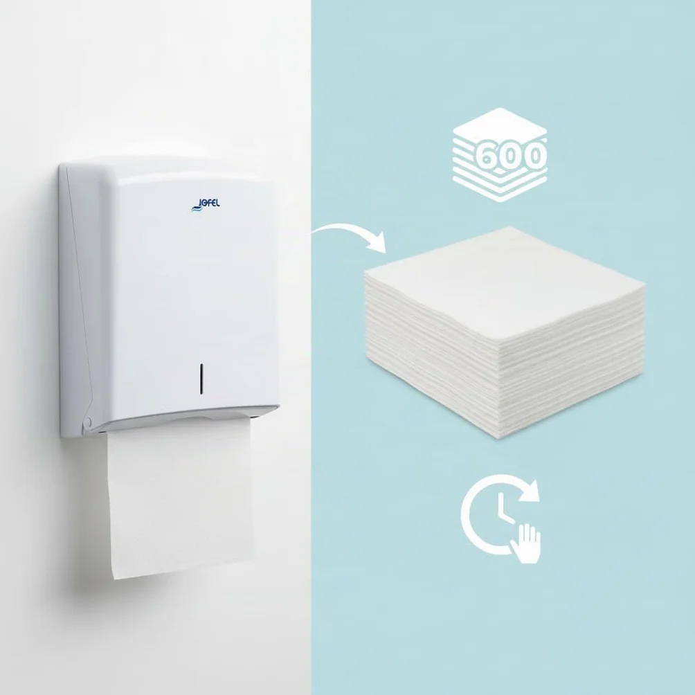Jofel Azure AH33000 Distributore di Asciugamani a Parete 600 Asciugamani Zig Zag Resistente Alloggiamento in ABS