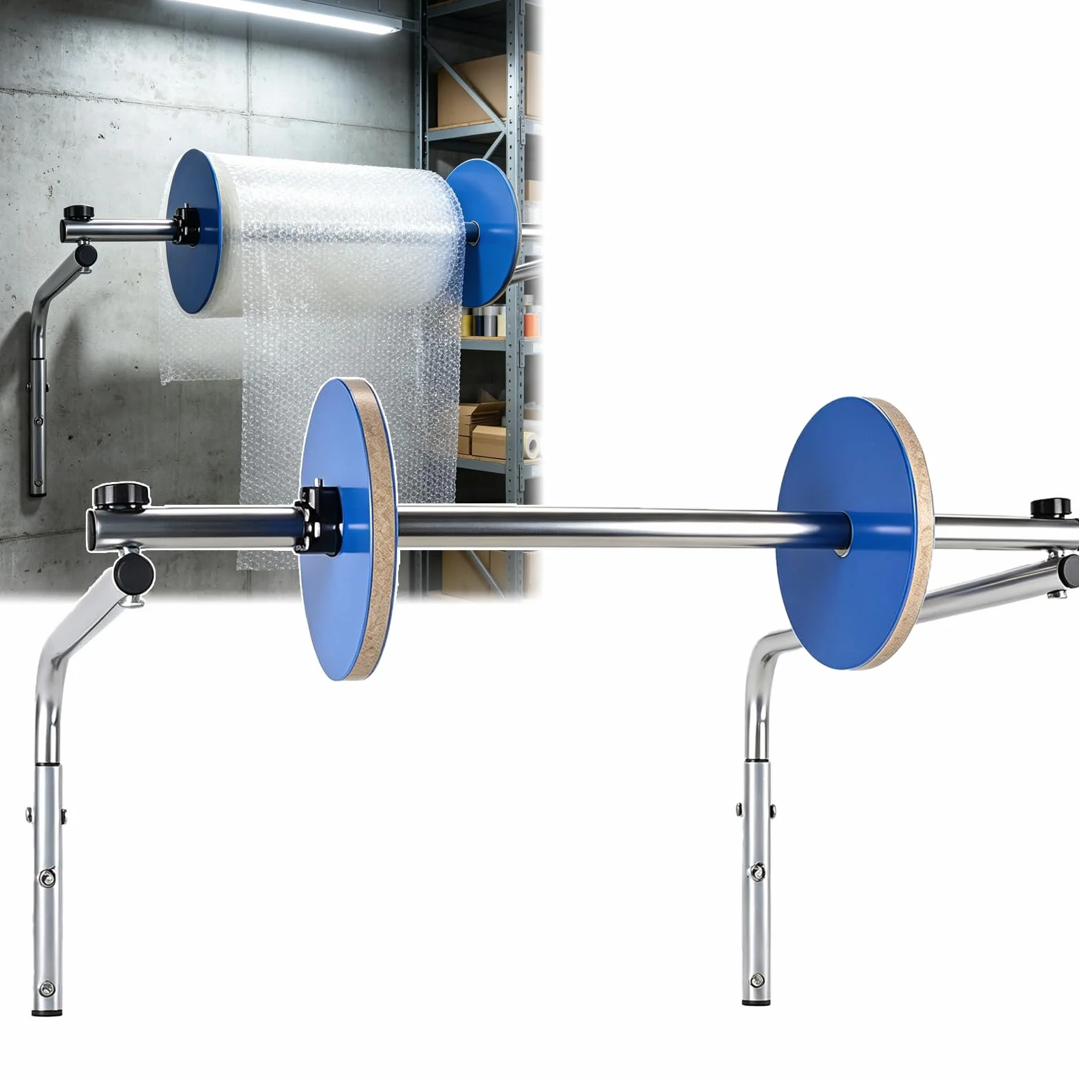 AVSMGP Dispenser A Parete per Rotoli Pluriball per Imballaggio E Spedizione | Supporto in acciaio laminato a freddo Dispenser per rotoli di pluriball, perfetto per magazzini, fabbriche e traslochi