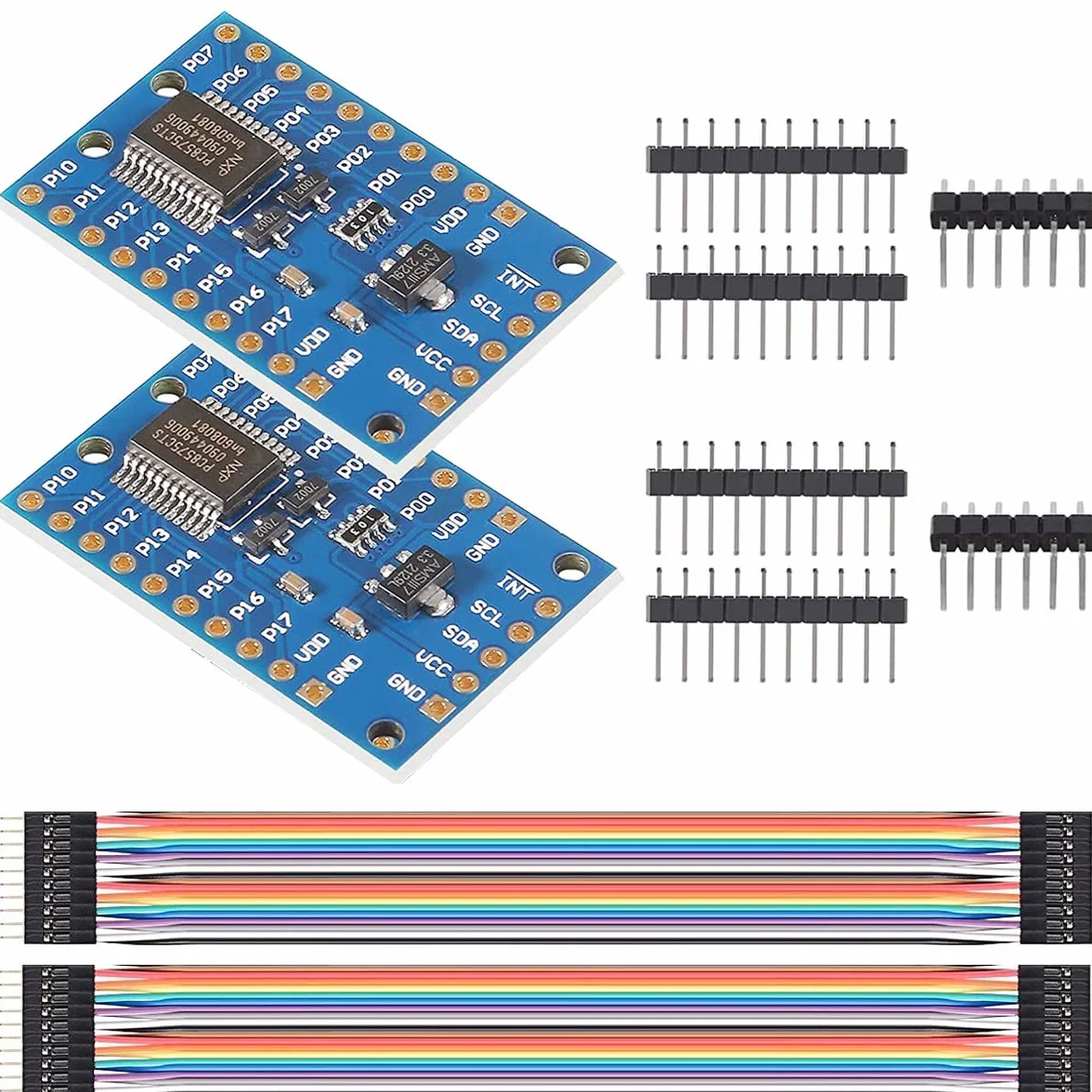 2 pezzi PCF8575 IO Expander Board Module I2C a 16IO Module I/O Extension Shield Module 16 bit SMBus I/O Ports con cavo Dupont per Arduino UNO R3