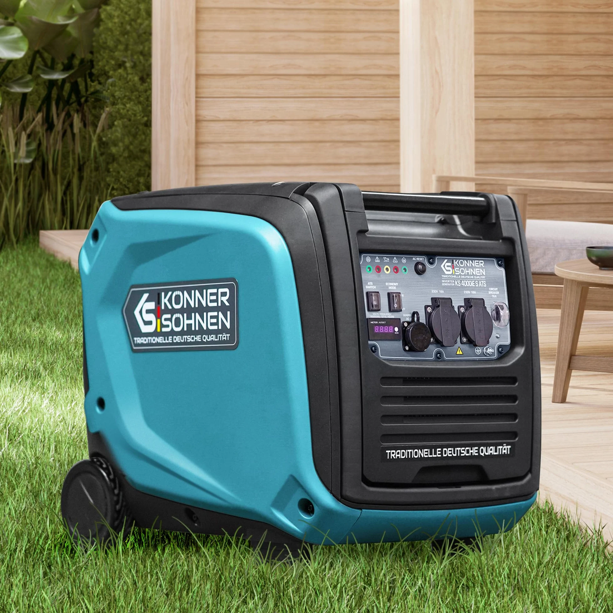 Könner & Söhnen KS 4000iE S ATS Inverter-Generator 4000 W, stromerzeuger mit eingebautes ATS-System,notstromaggregat mit Schallgedämmtes Gehäuse,stromgenerator mit LED-Anzeige,Kupferwicklungen,EURO 5