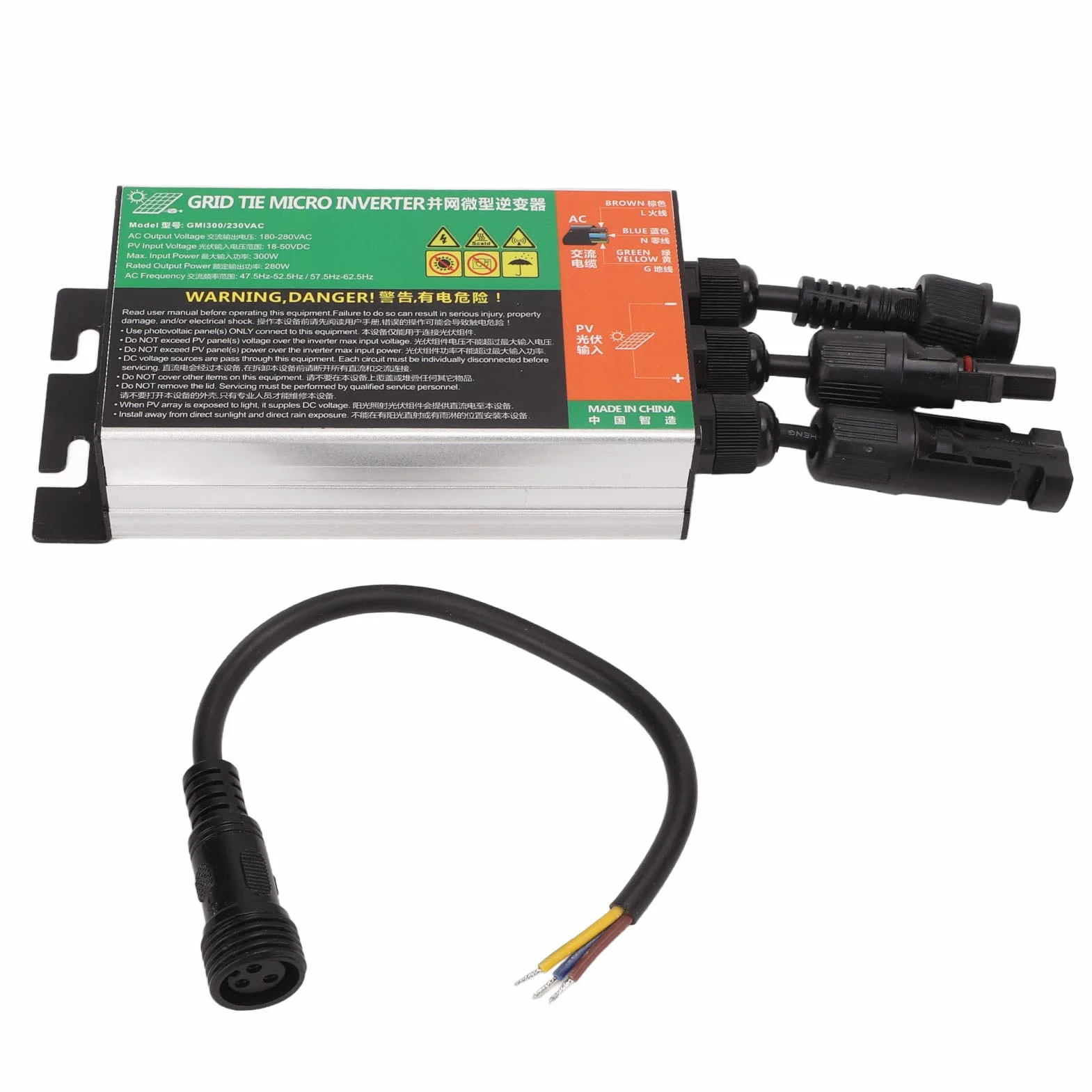 BuyWeek 300W Grid Tie Micro Inverter MPPT Onda Sinusoidale Micro Inverter Solare IP55 Inverter Impermeabile per Piccoli Sistemi Solari Outdoor 230V