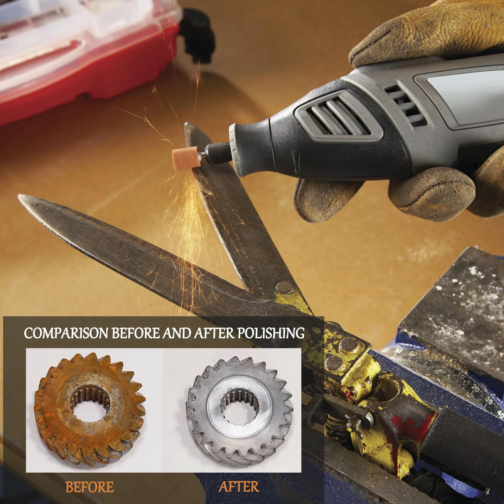 3MM Testa di Mole Montata, Multifunzione Set di Punte Abrasive in Pietra Mola con Gambo da 1/8", Accessori per Mole Set, Professionale Testa di Lucidatura per Smerigliare e Affilare Lucidatura