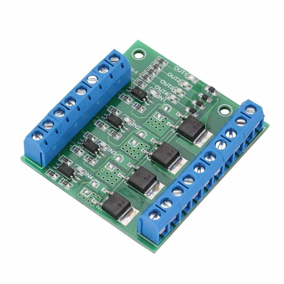 MOS FET PWM 3-20V a 3.7-27VDC 10A Scheda Circuit Board Amplificatore PLC 4 Canali Per Controllo Digitale
